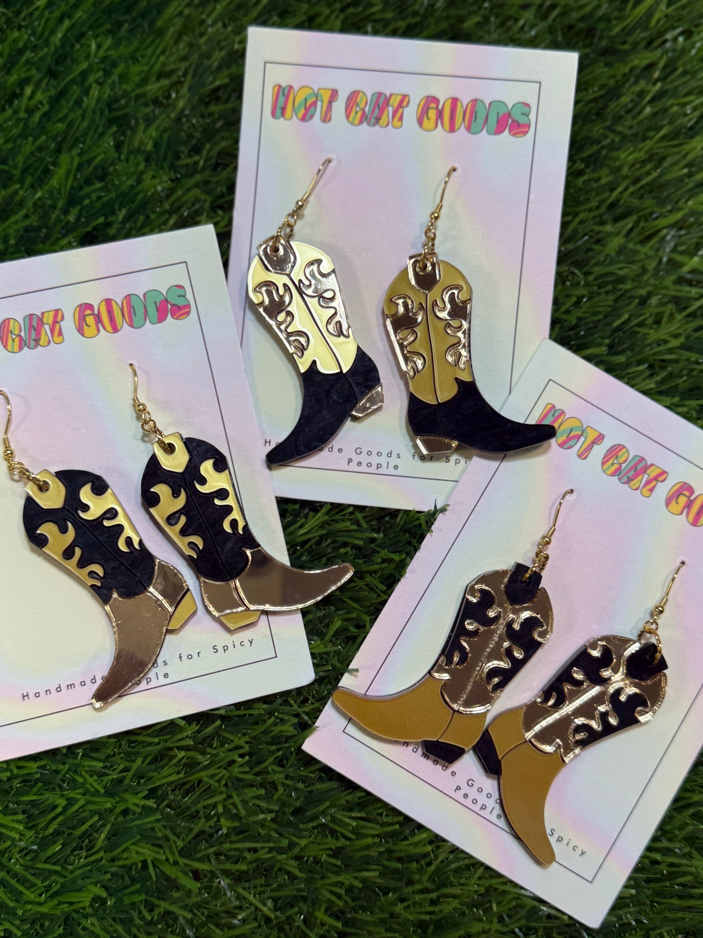 Black Cowboy Boot Earrings