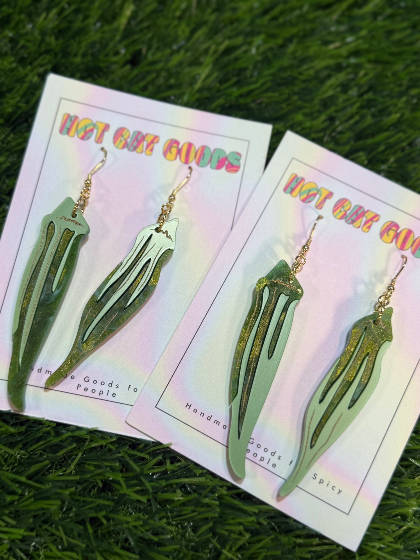 Okra Earring (Marbled)