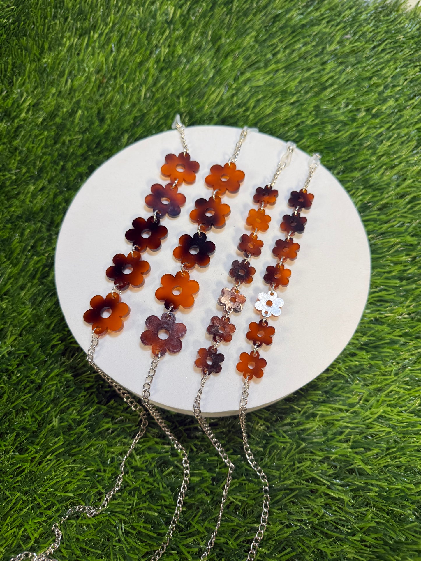 Tortoise Shell Flower Sunglasses Chain