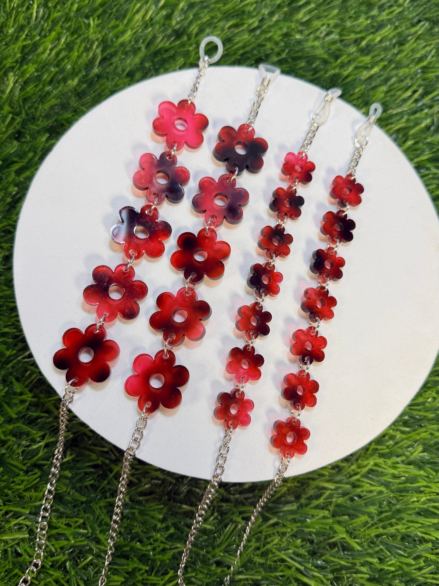 Pink Tortoise Shell Flower Sunglasses Chain