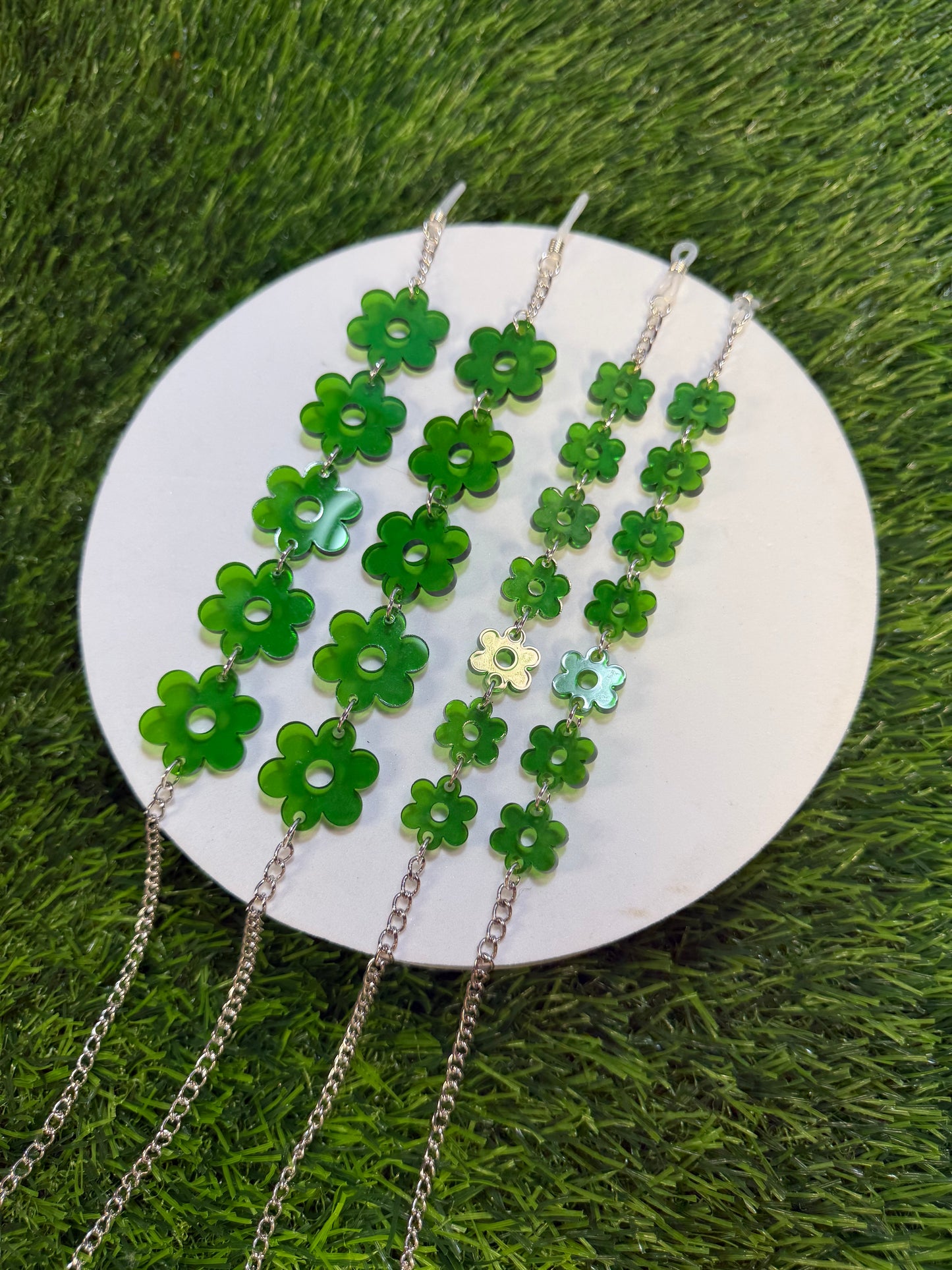 Dark Green Flower Sunglasses Chain