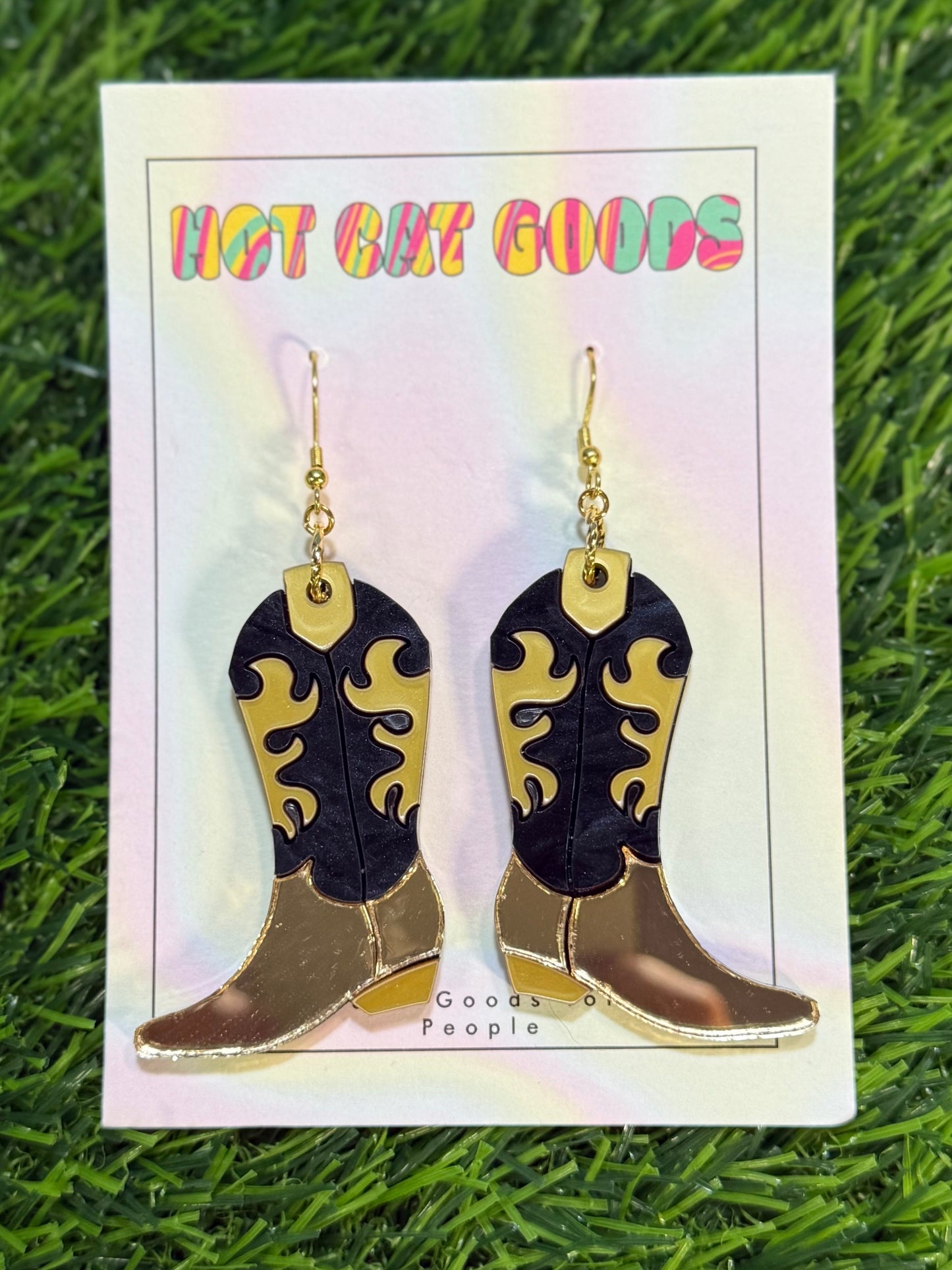 Black Cowboy Boot Earrings