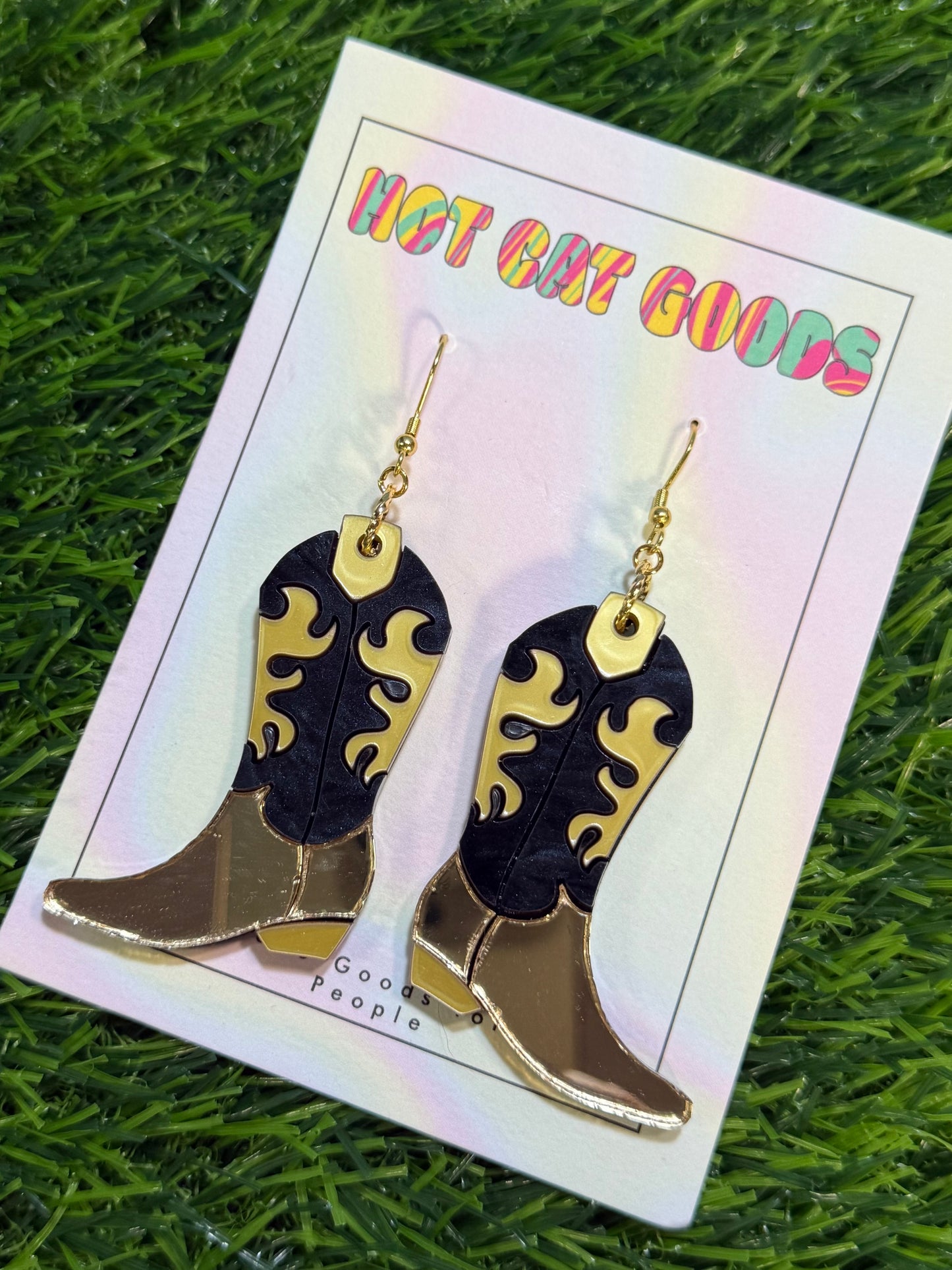 Black Cowboy Boot Earrings