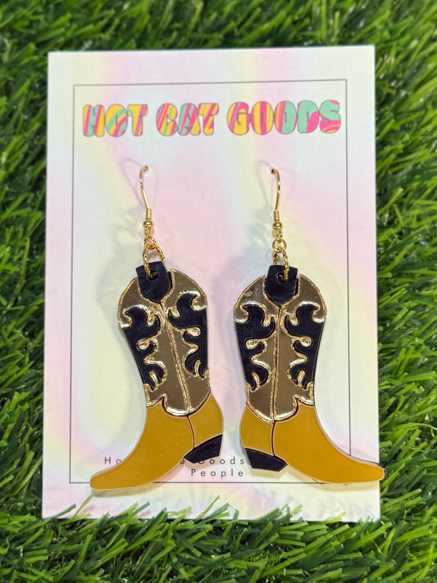 Black Cowboy Boot Earrings