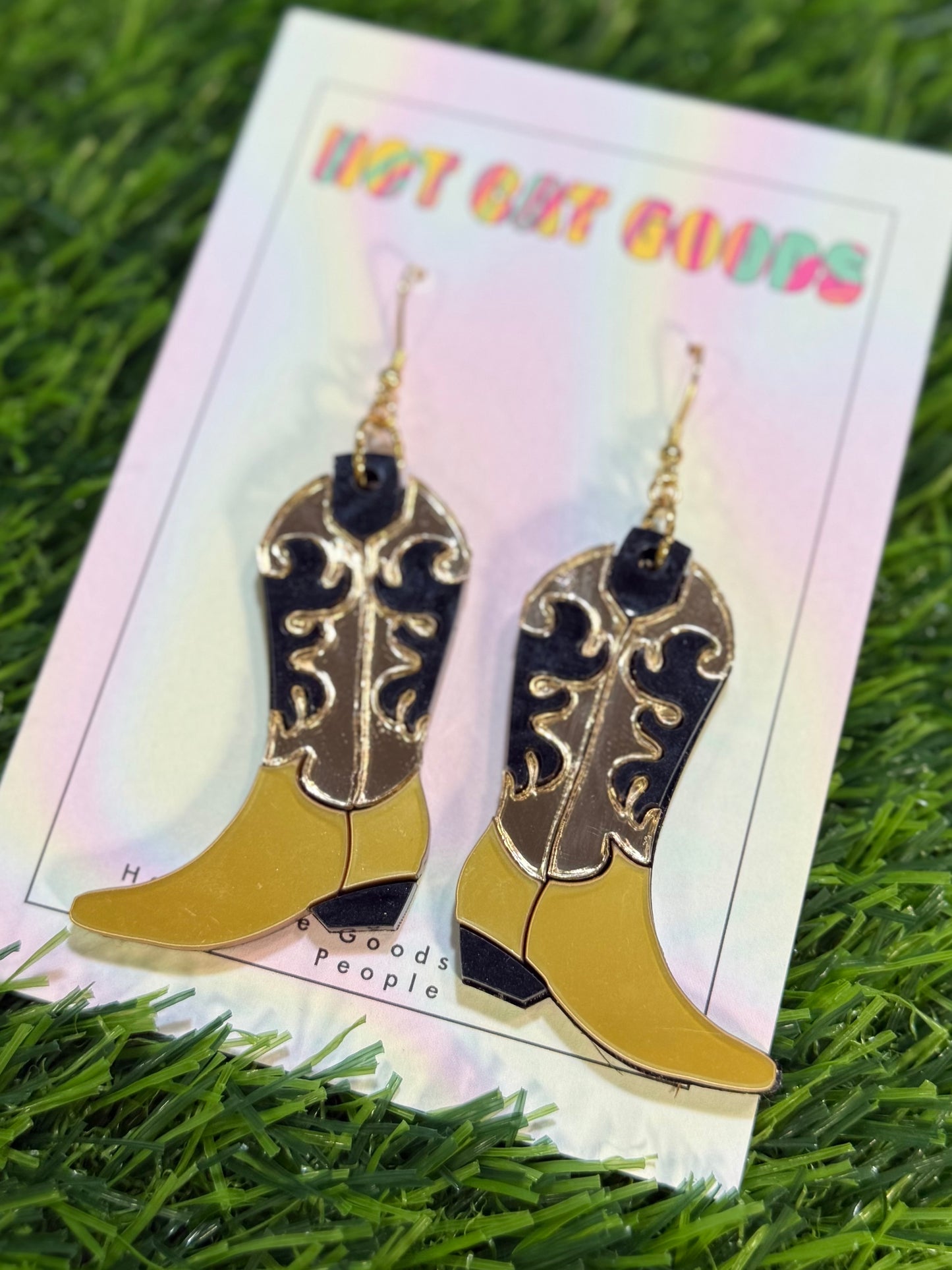 Black Cowboy Boot Earrings