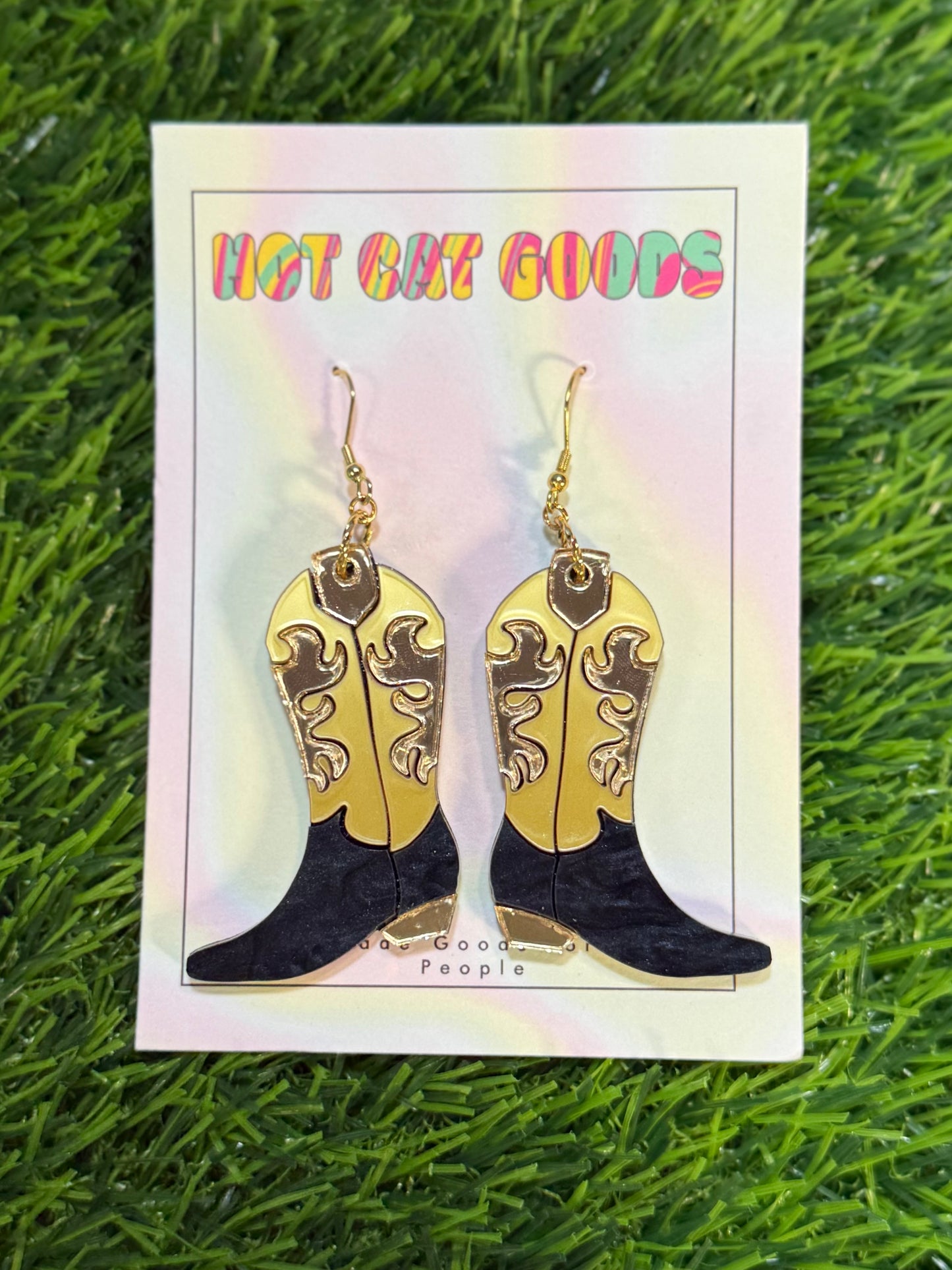Black Cowboy Boot Earrings