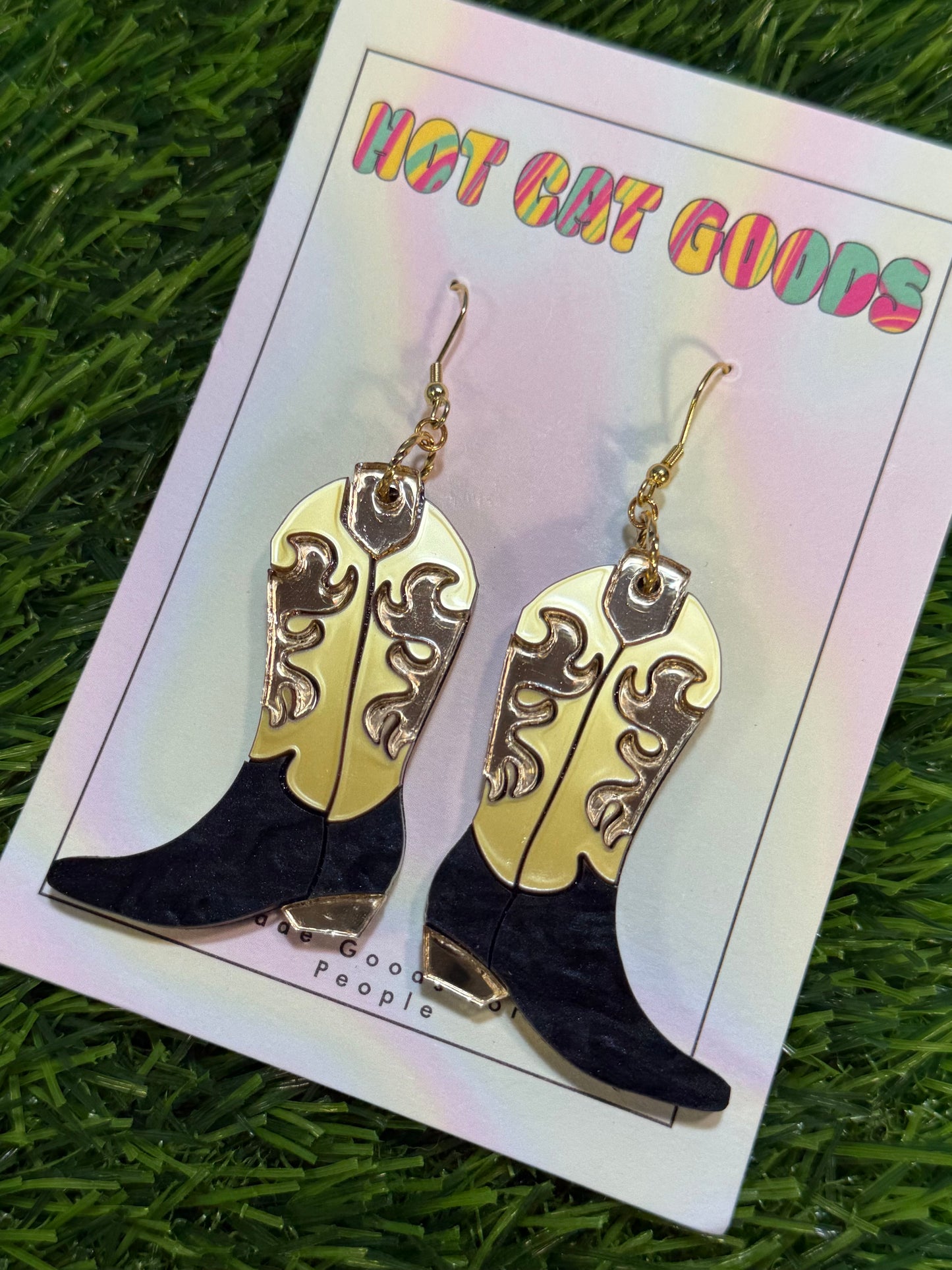 Black Cowboy Boot Earrings
