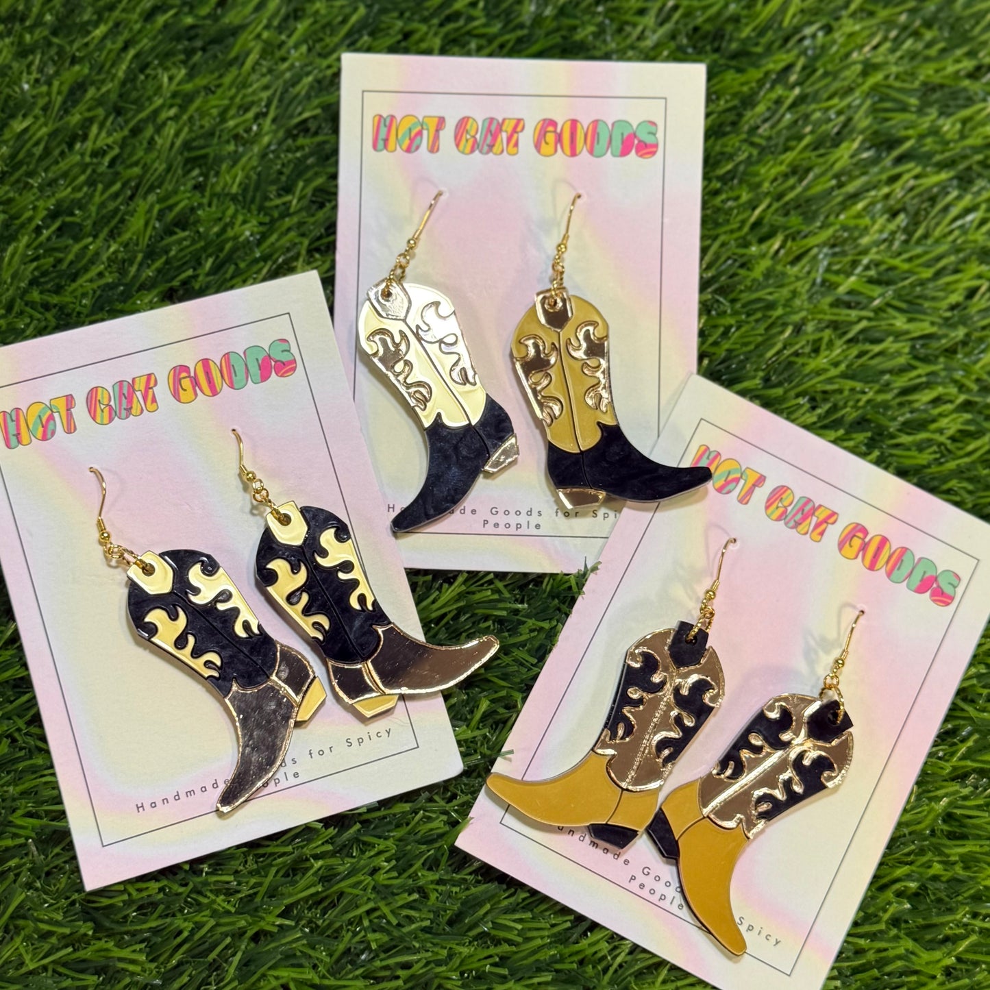 Black Cowboy Boot Earrings