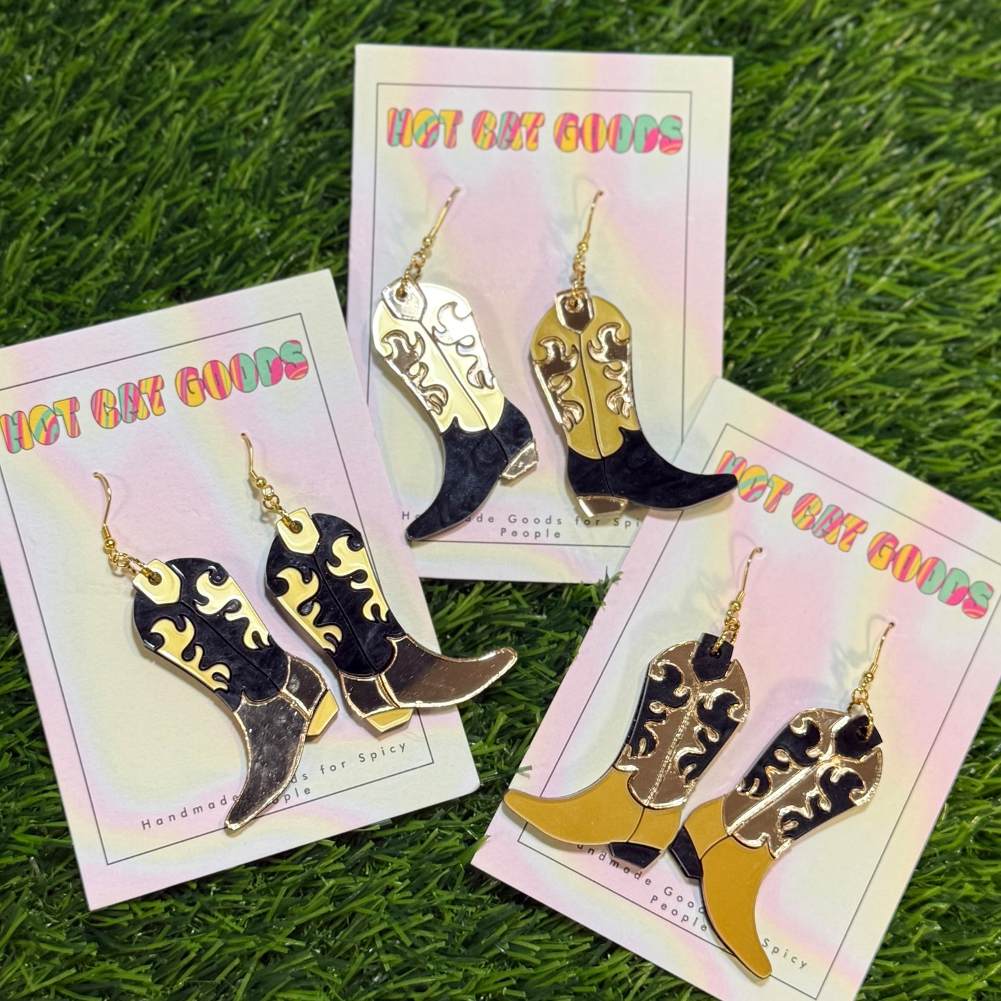 Black Cowboy Boot Earrings