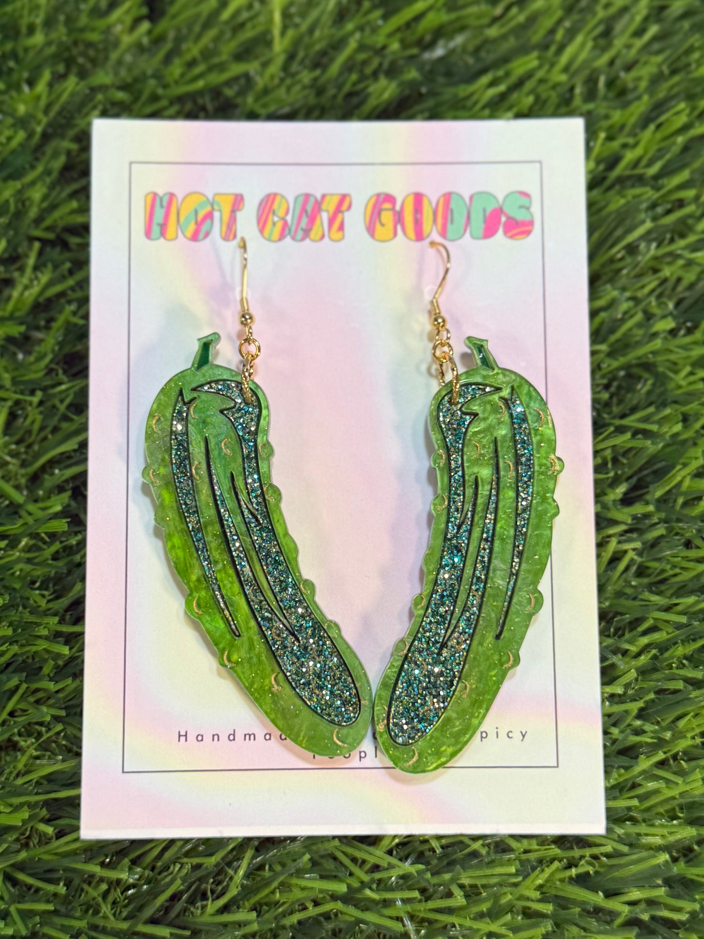 Pickle Earrings (Dark Green)