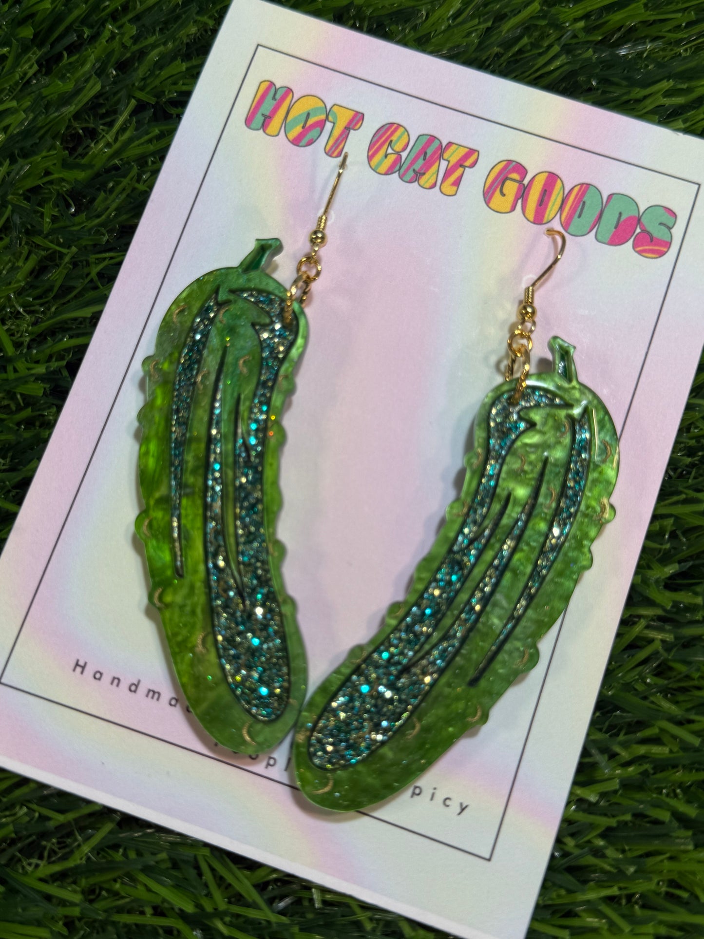 Pickle Earrings (Dark Green)