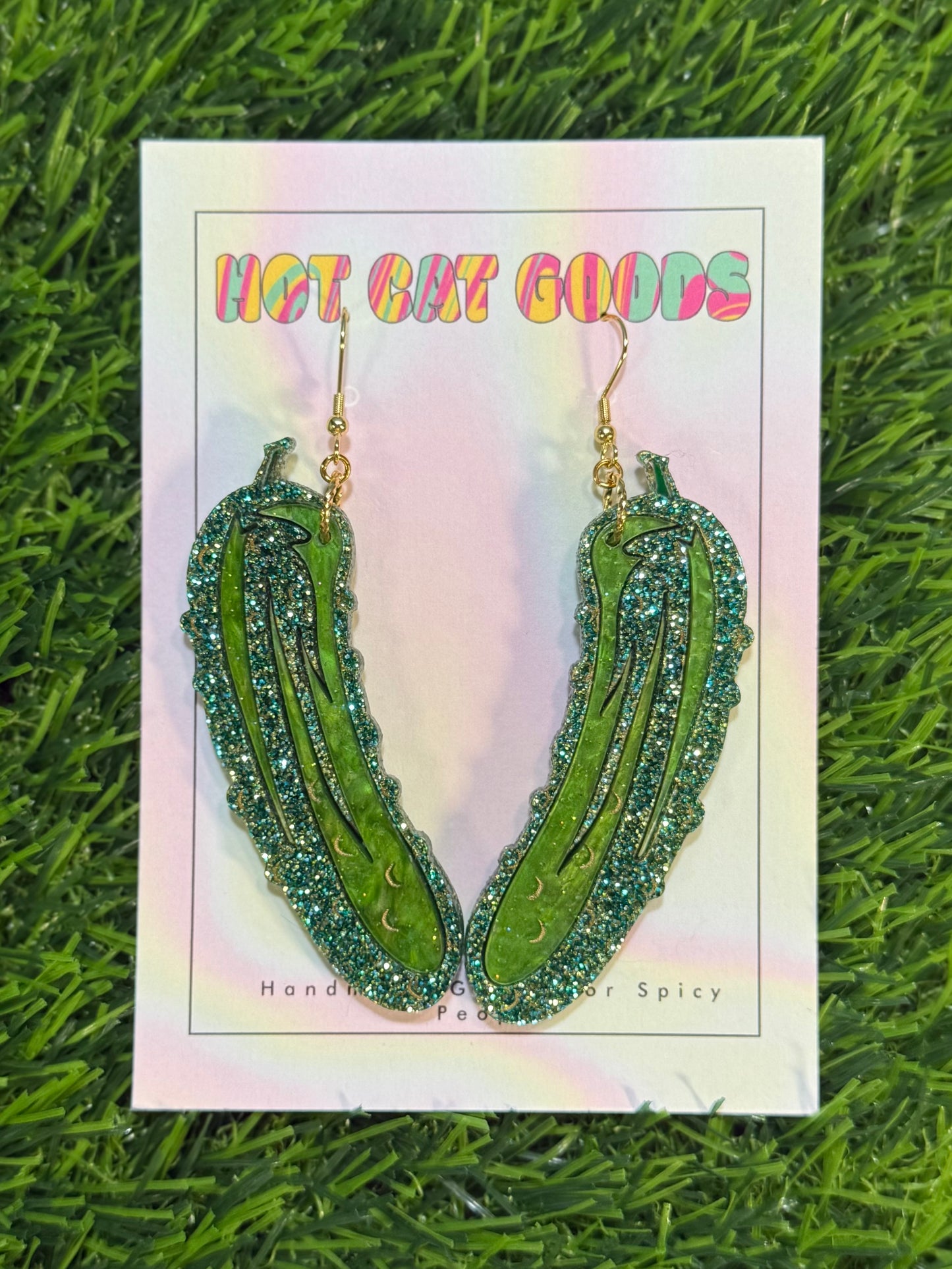 Pickle Earrings (Dark Green)