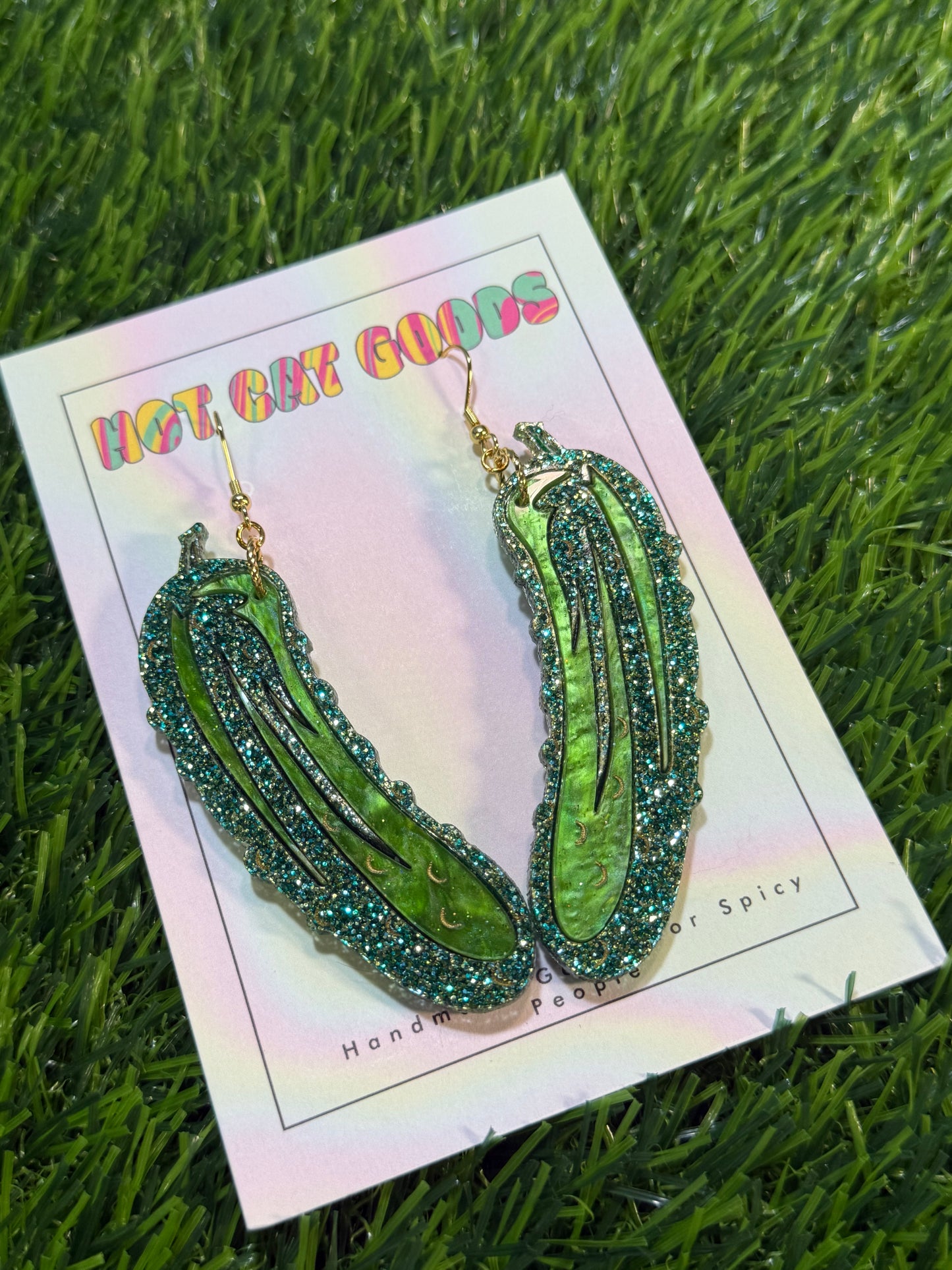 Pickle Earrings (Dark Green)