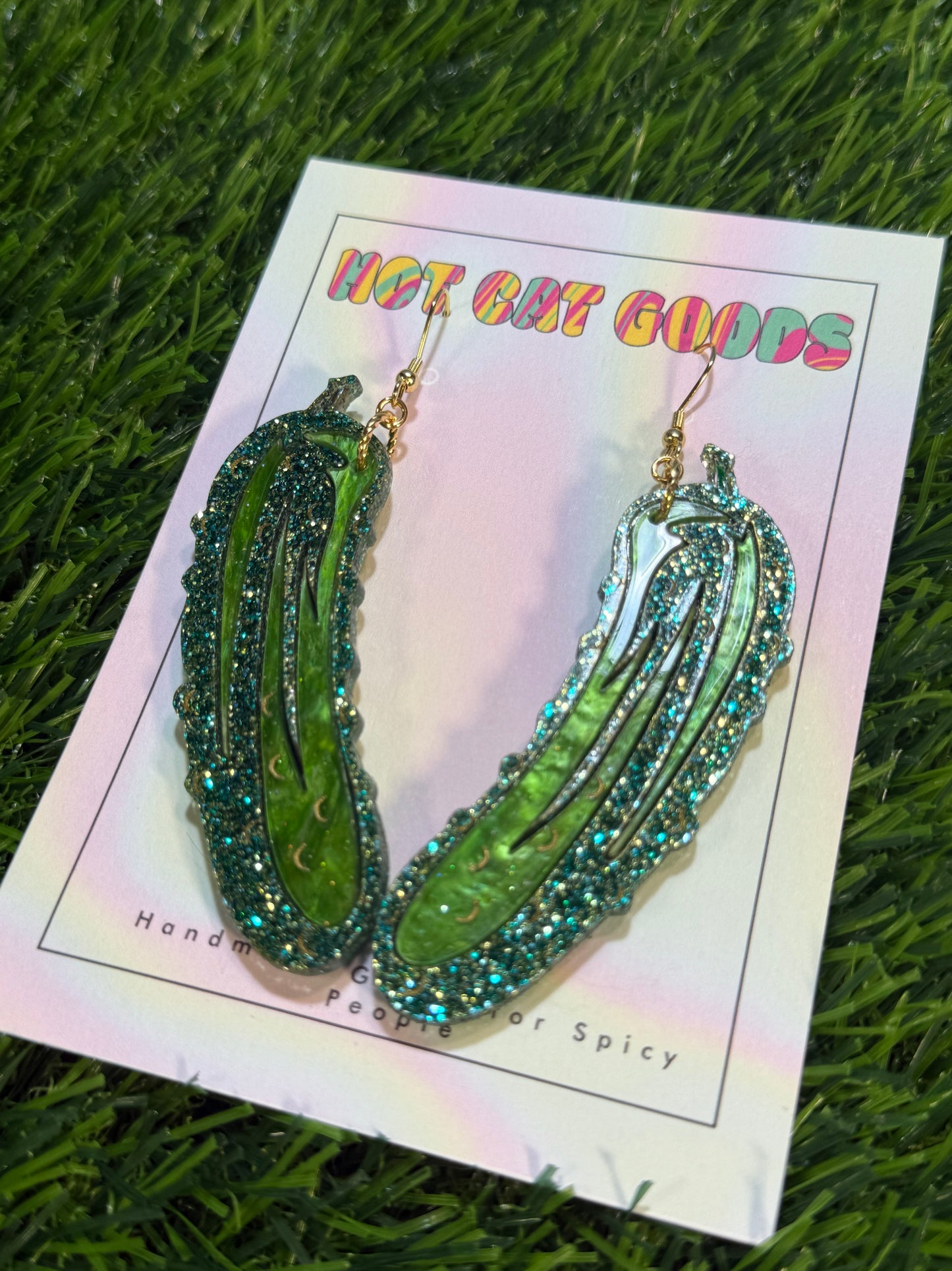 Pickle Earrings (Dark Green)