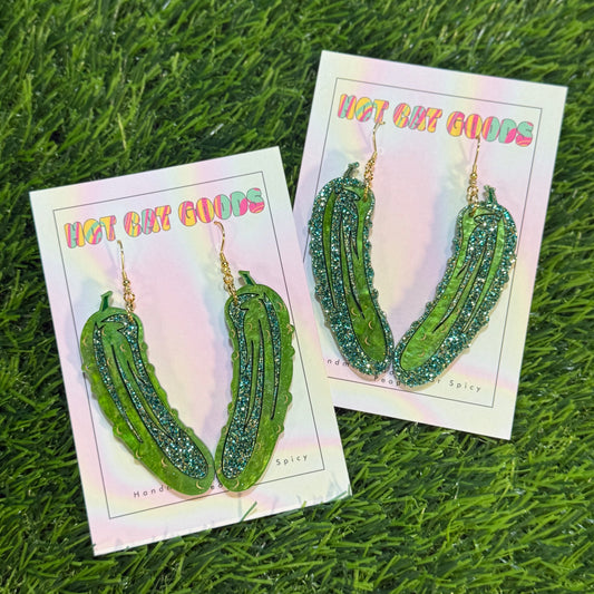 Pickle Earrings (Dark Green)