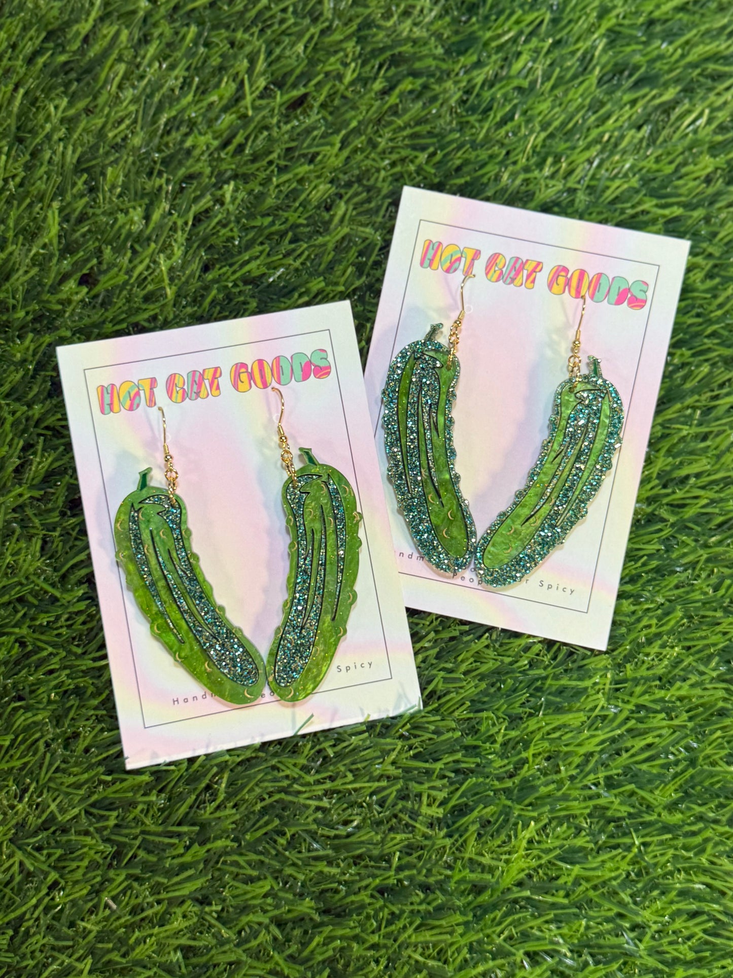 Pickle Earrings (Dark Green)