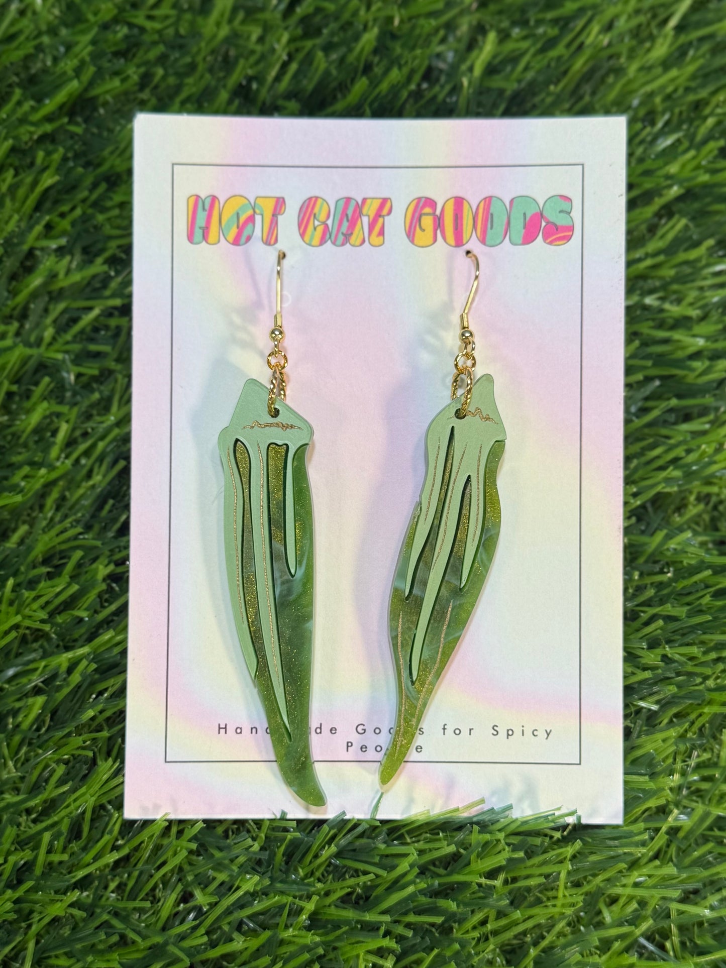 Okra Earring (Marbled)