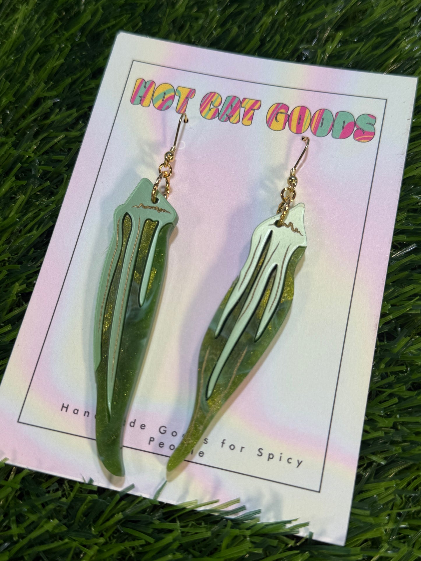 Okra Earring (Marbled)