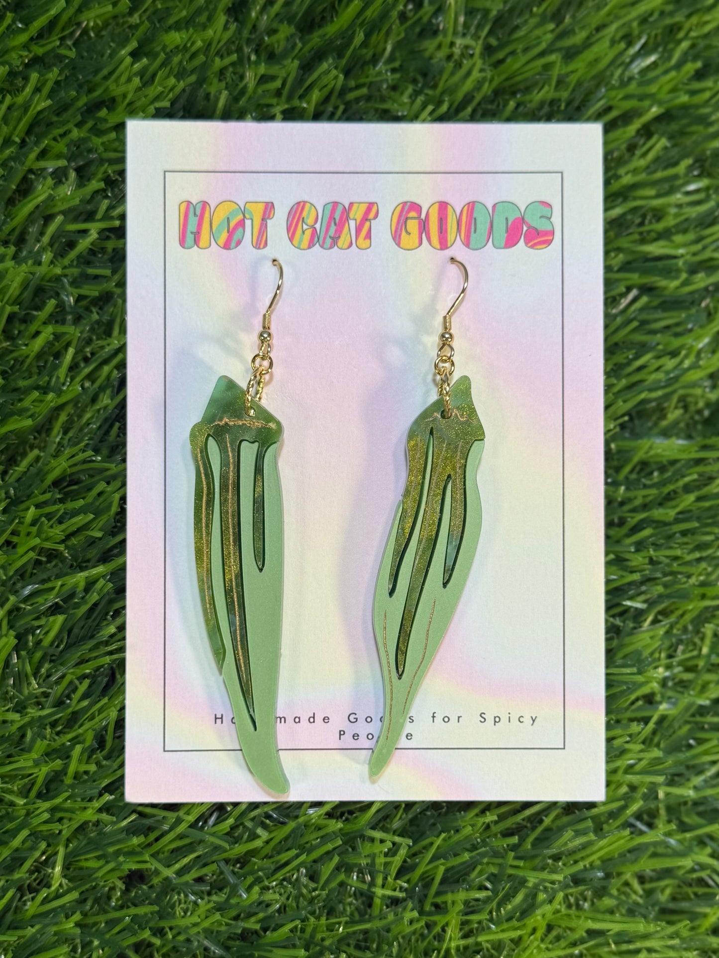 Okra Earring (Marbled)