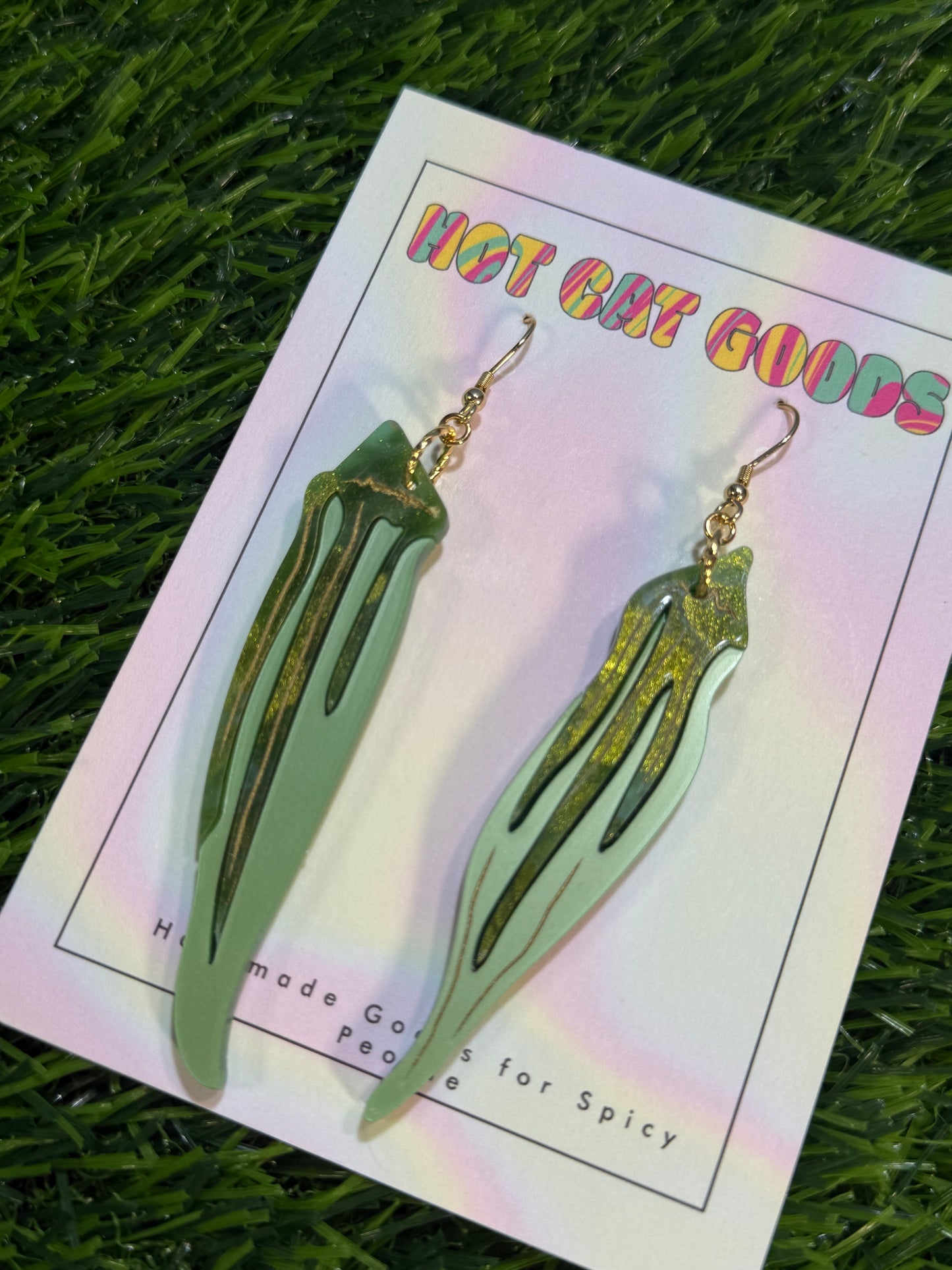 Okra Earring (Marbled)