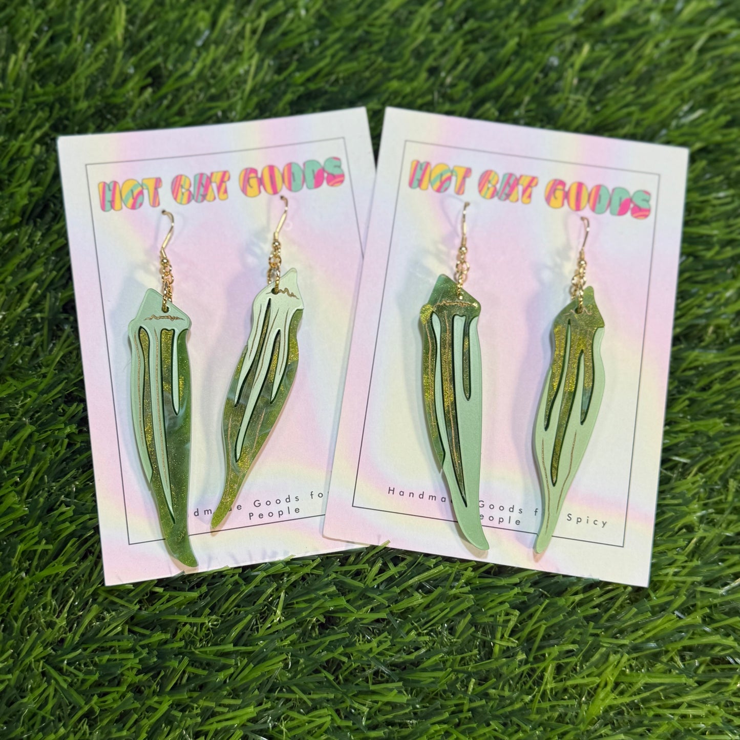 Okra Earring (Marbled)