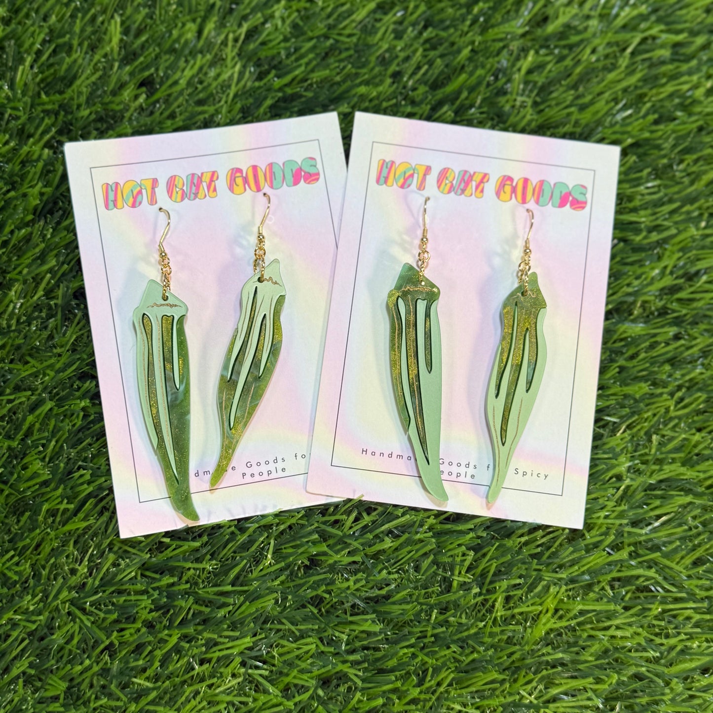 Okra Earring (Marbled)