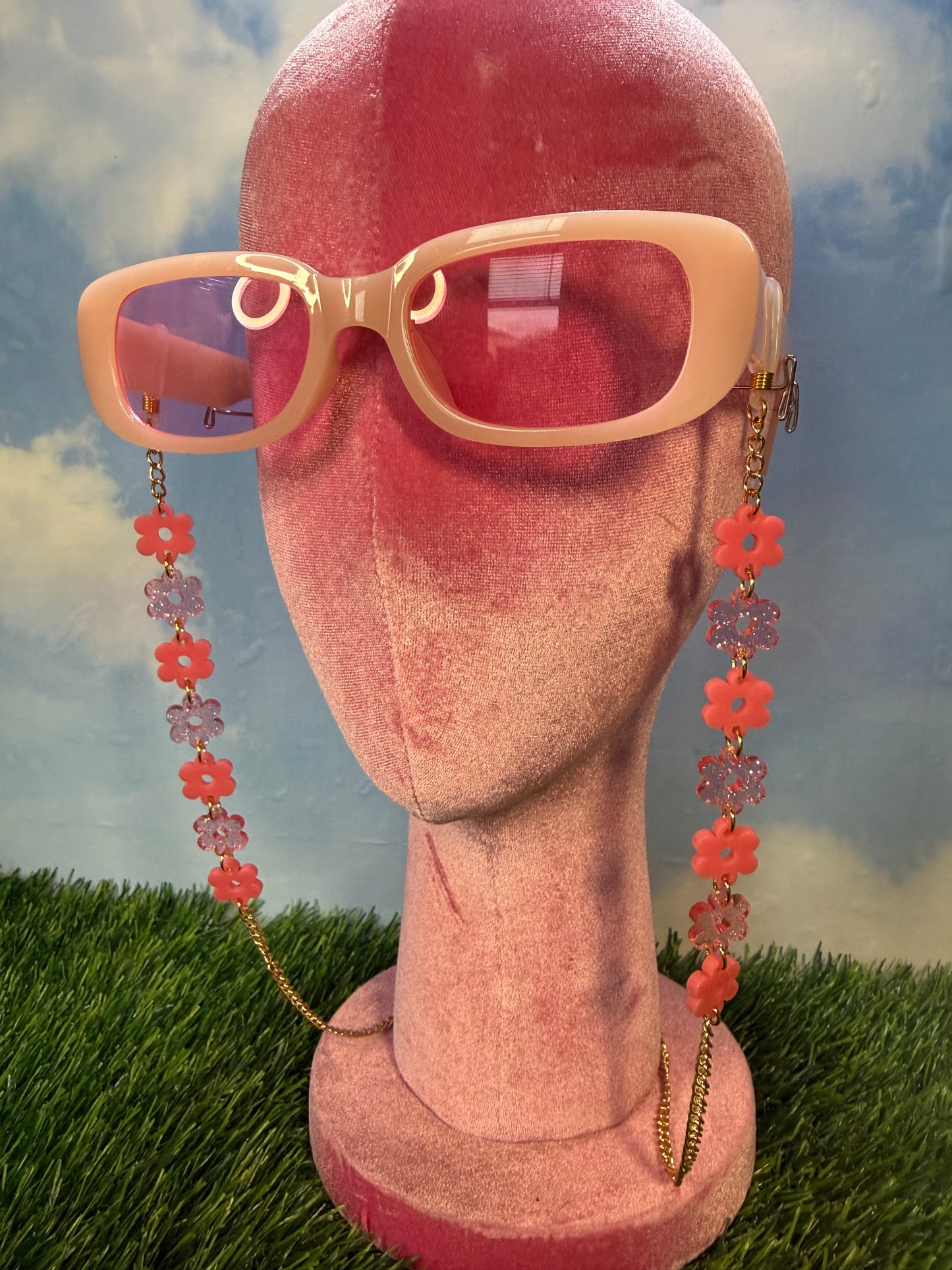 Pink Flower Sunglasses Chain