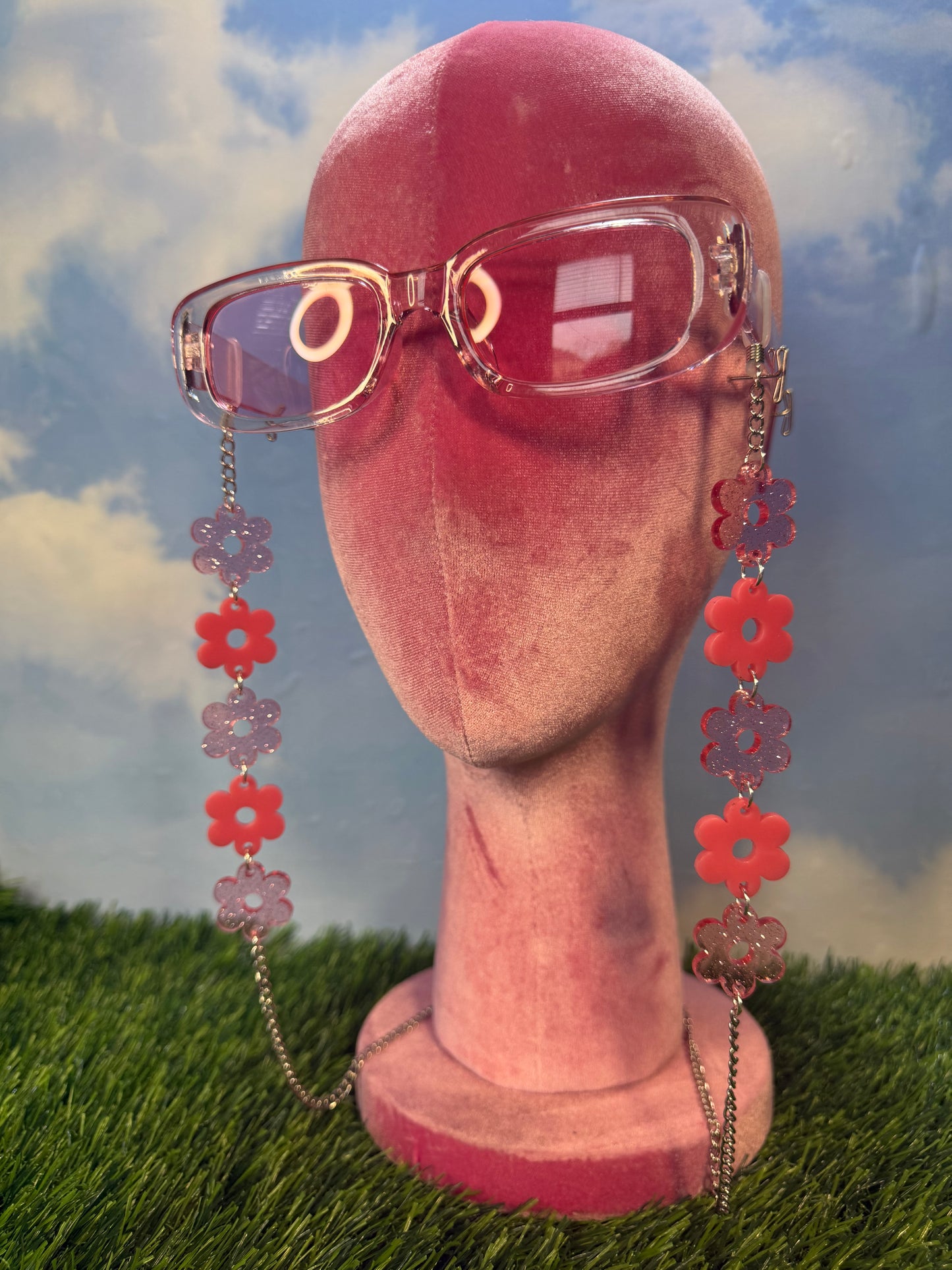Pink Flower Sunglasses Chain