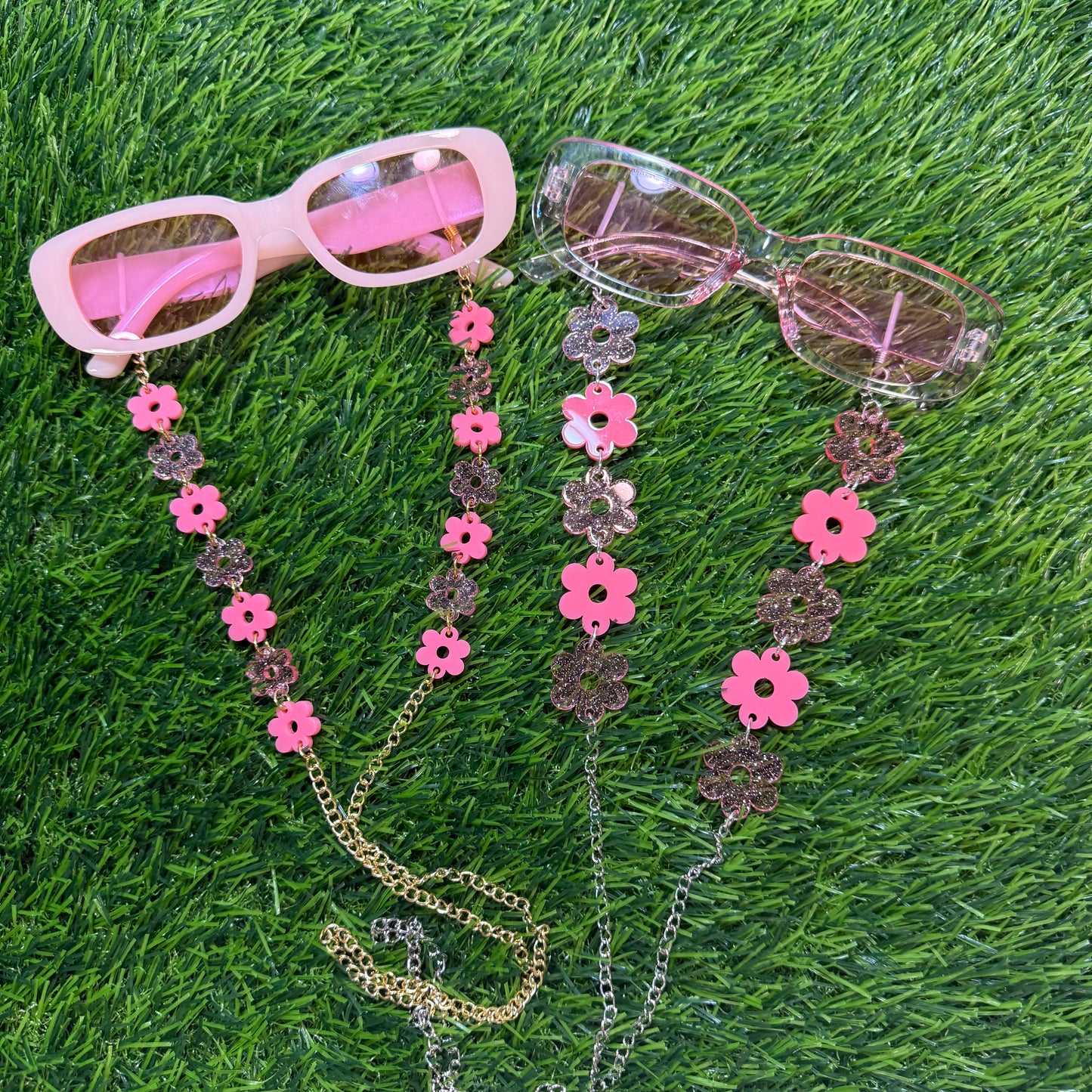 Pink Flower Sunglasses Chain
