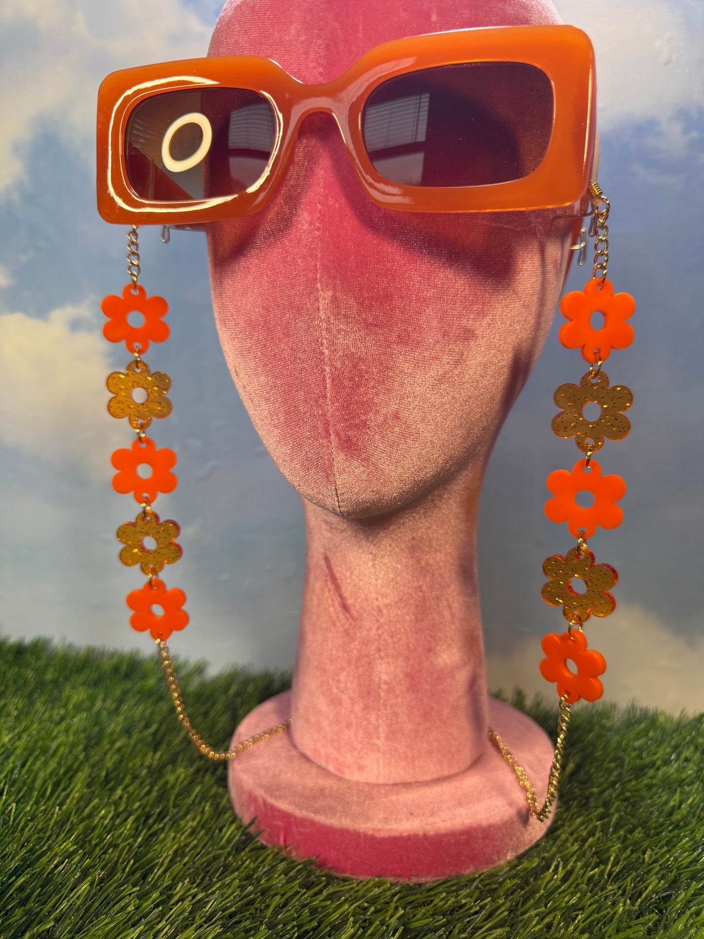 Orange Flower Sunglasses Chain