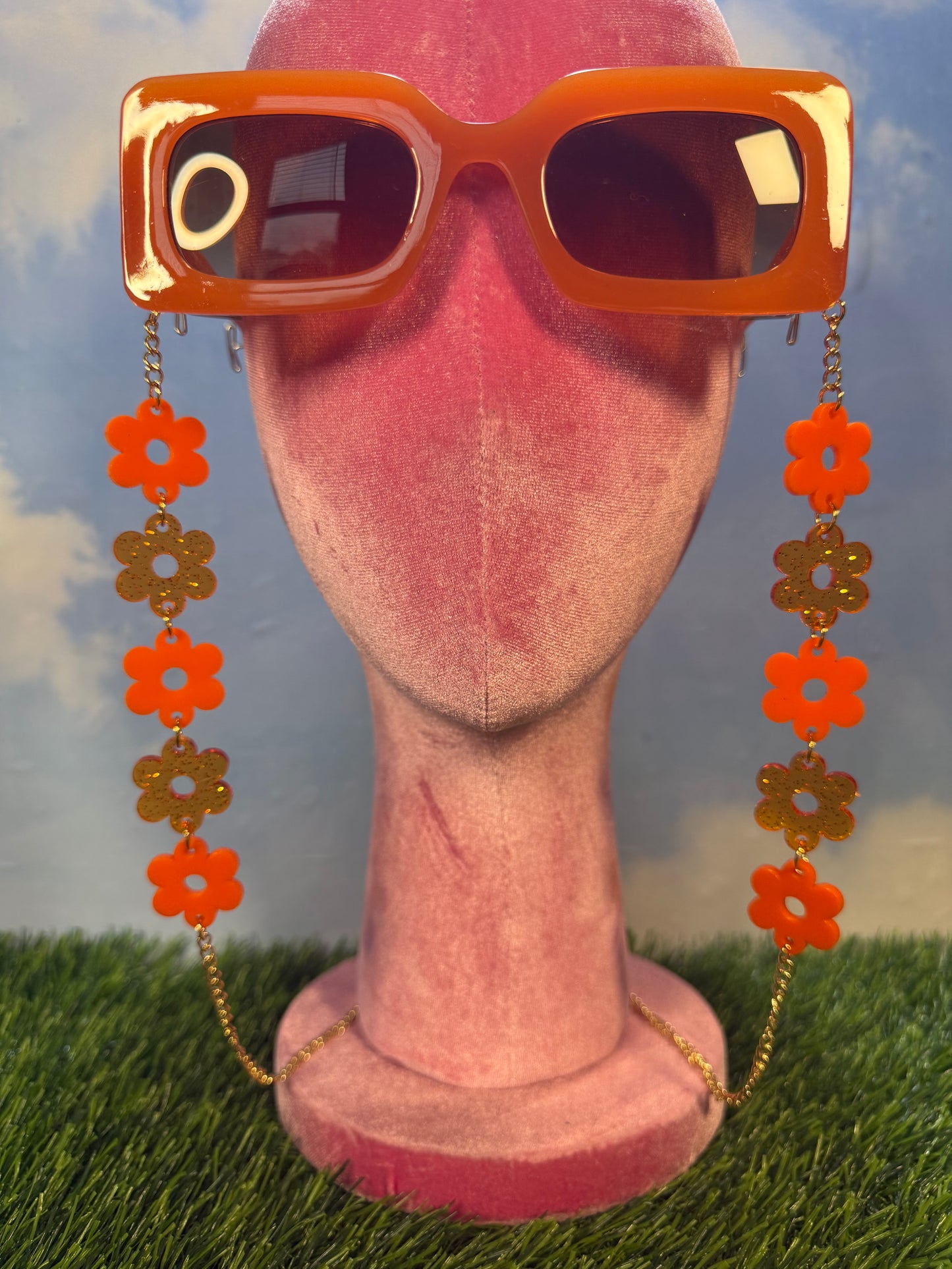Orange Flower Sunglasses Chain