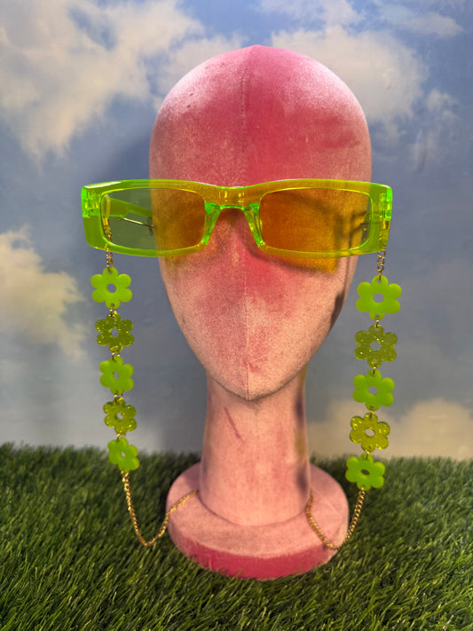Lime Green Flower Sunglasses Chain