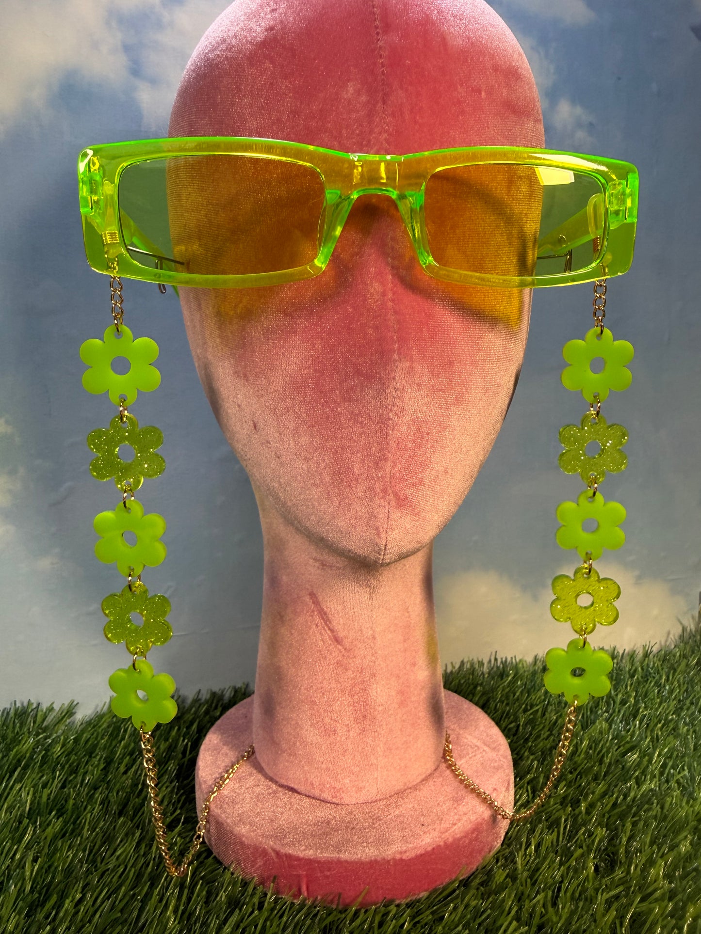 Lime Green Flower Sunglasses Chain