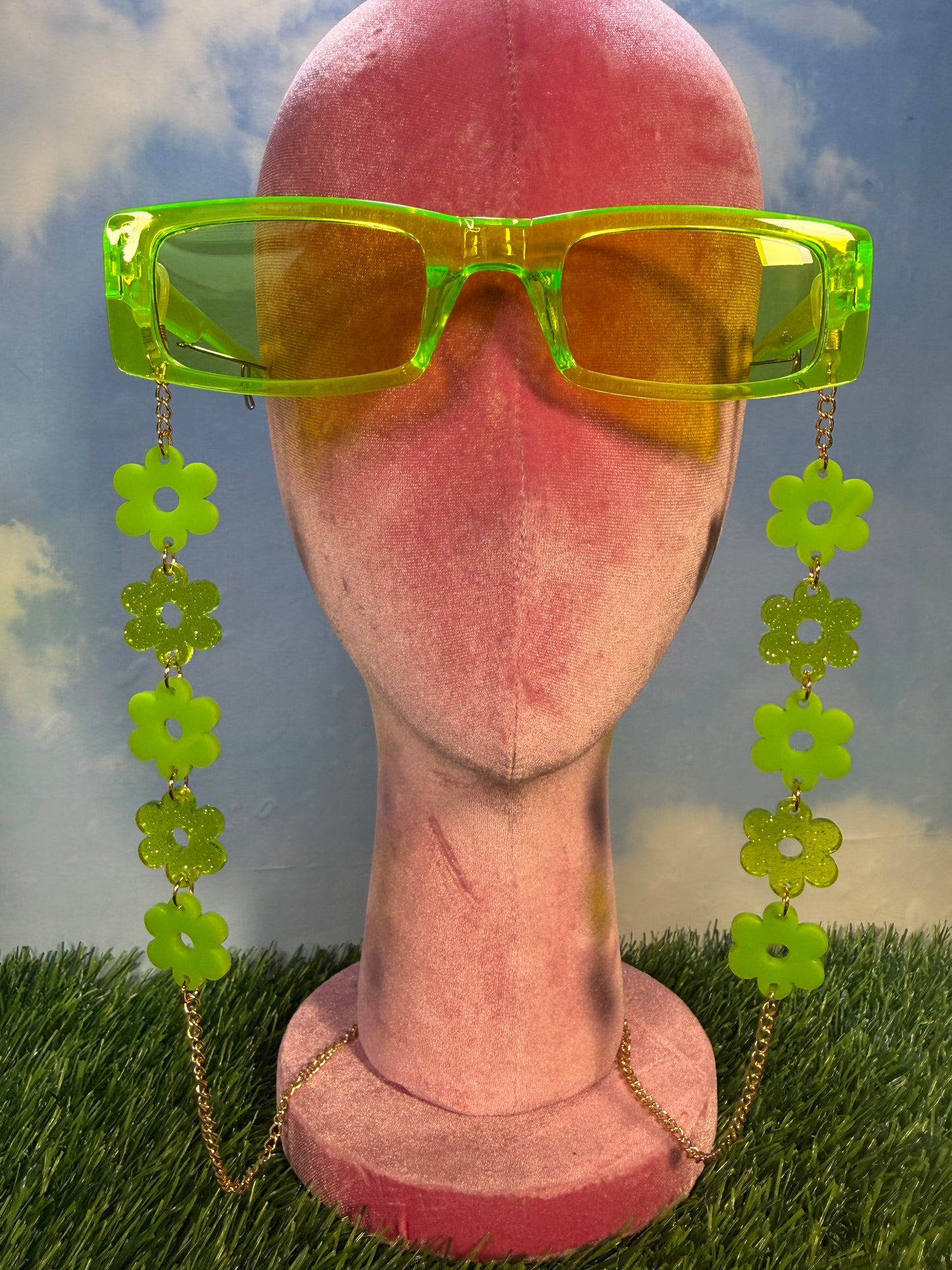 Lime Green Flower Sunglasses Chain