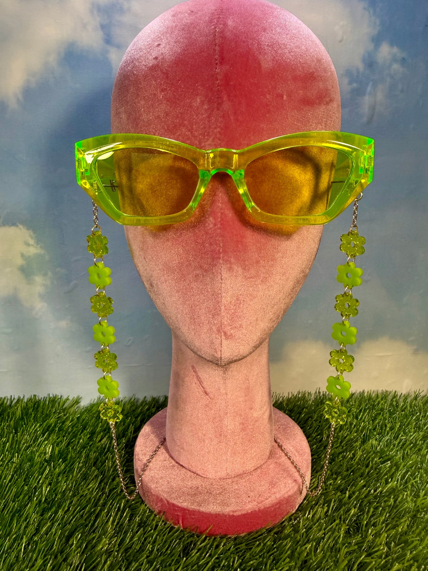 Lime Green Flower Sunglasses Chain