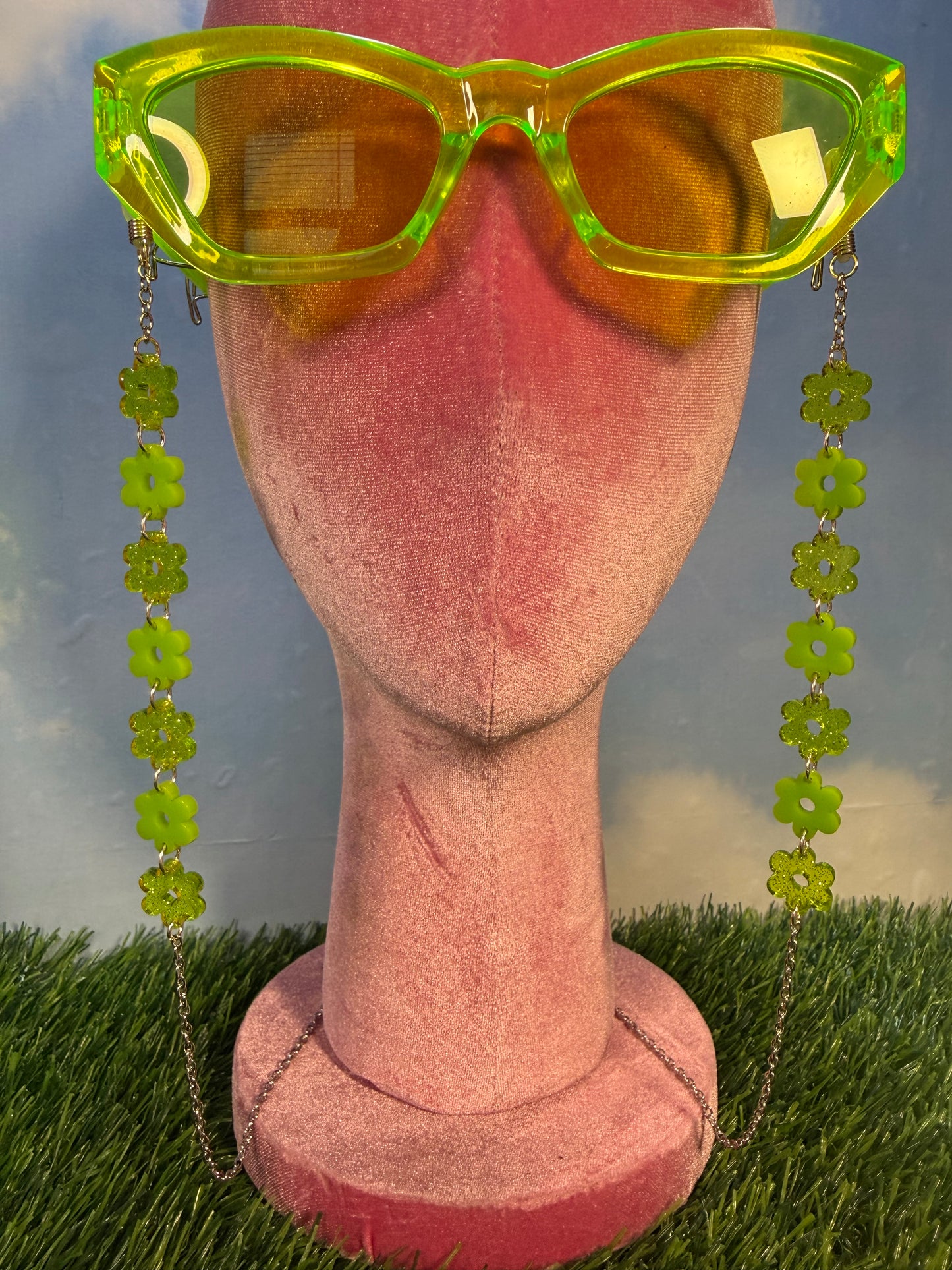 Lime Green Flower Sunglasses Chain