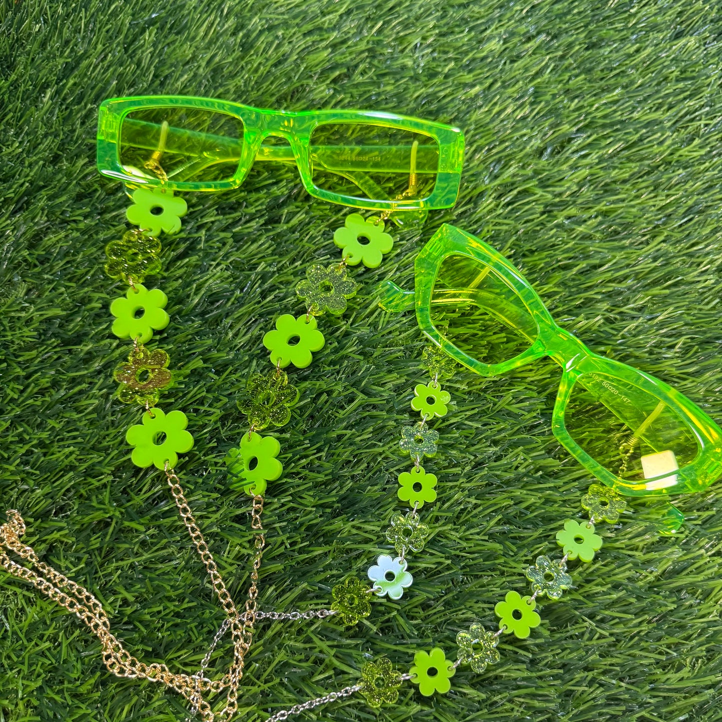 Lime Green Flower Sunglasses Chain