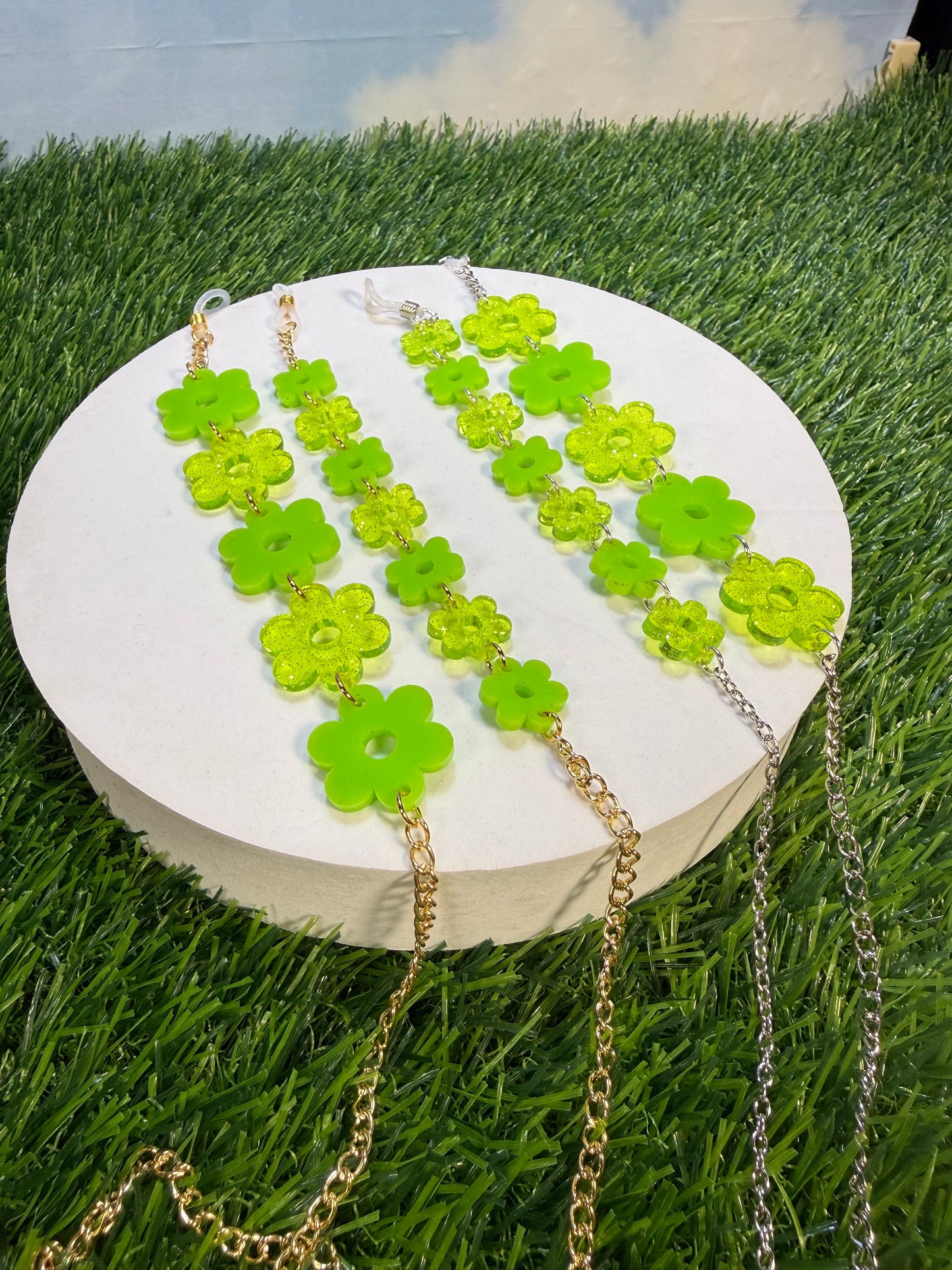 Lime Green Flower Sunglasses Chain