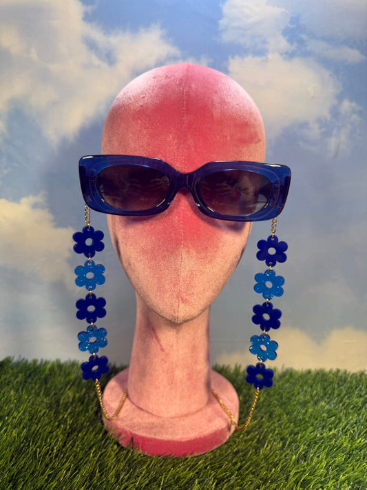 Dark Blue Flower Sunglasses Chain