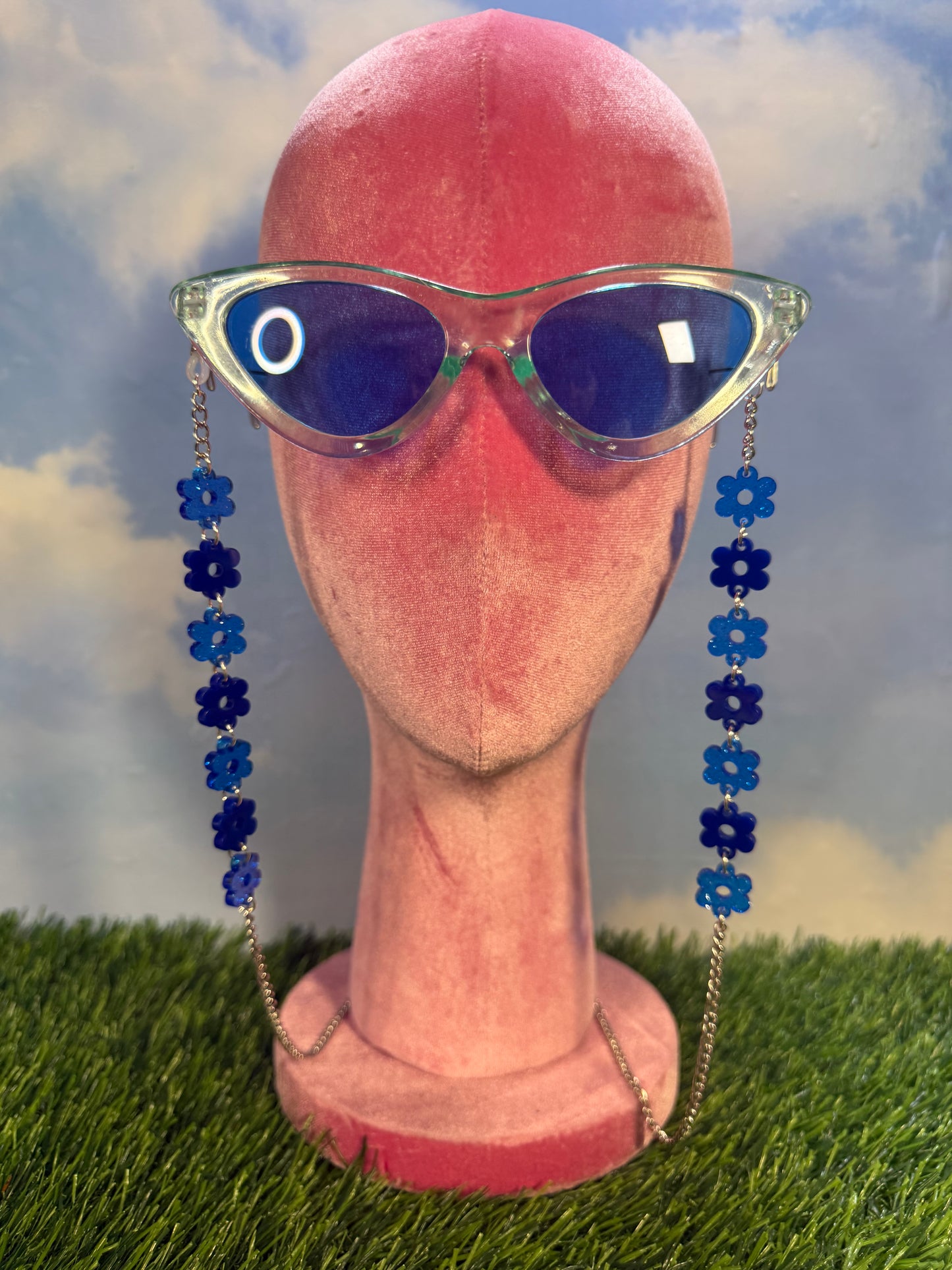 Dark Blue Flower Sunglasses Chain