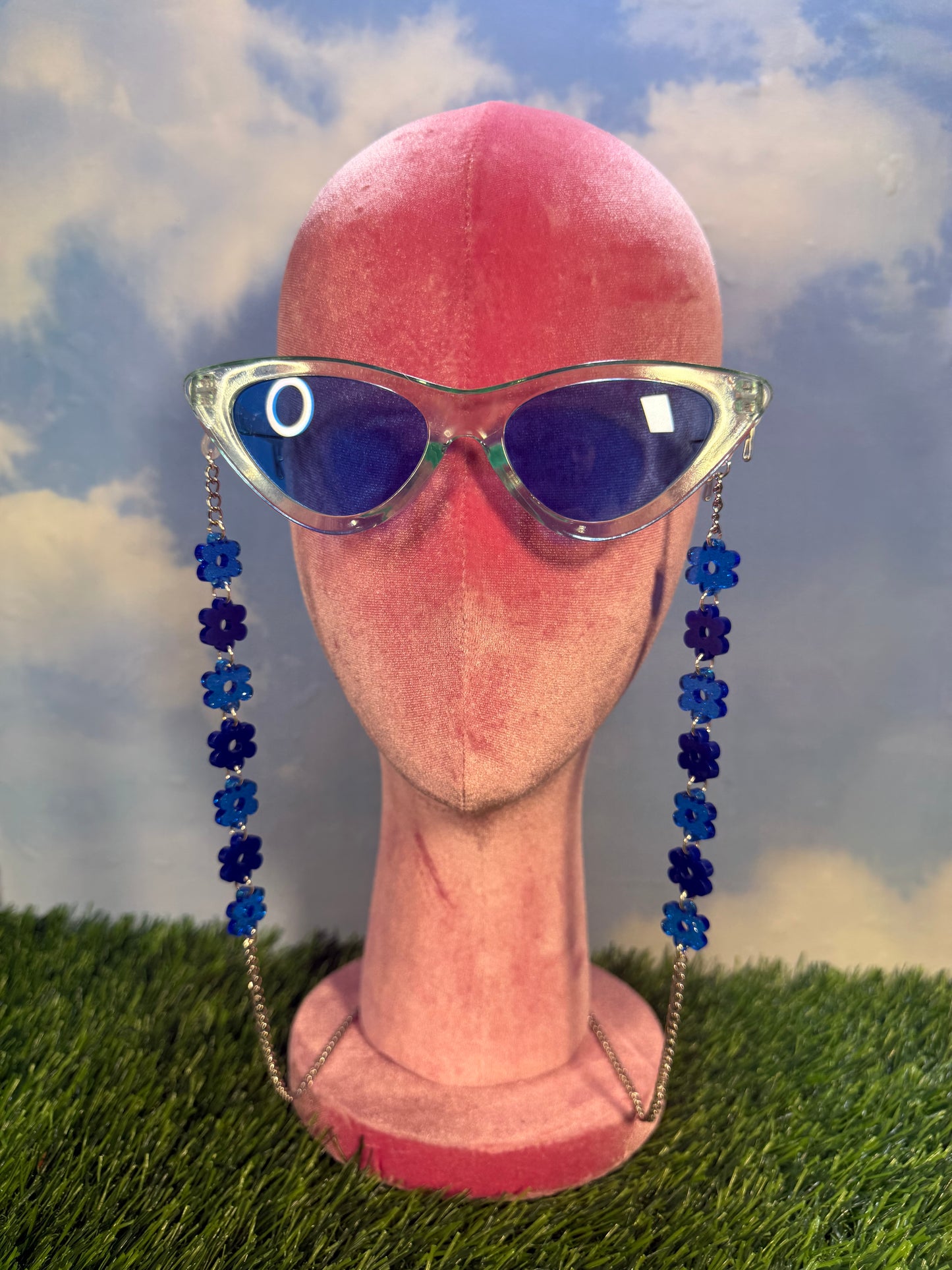 Dark Blue Flower Sunglasses Chain