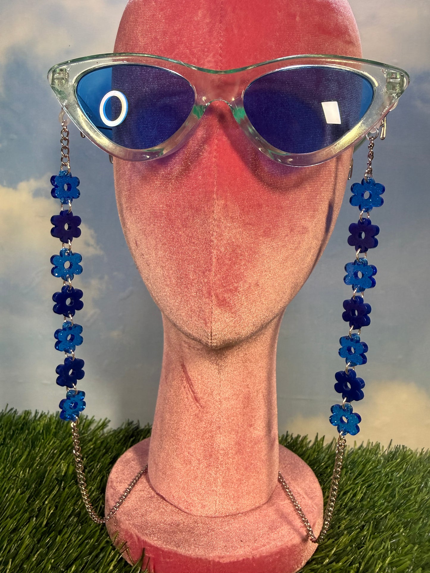 Dark Blue Flower Sunglasses Chain