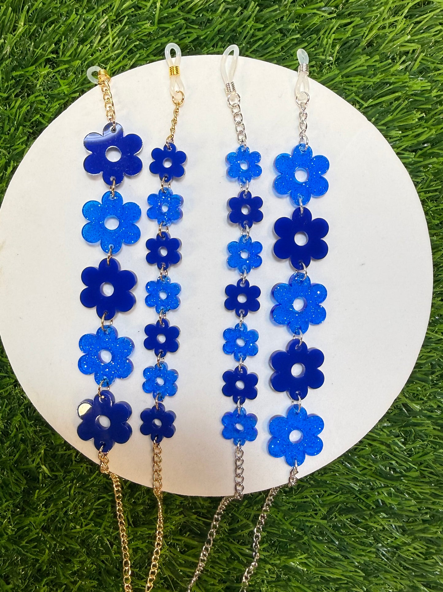 Dark Blue Flower Sunglasses Chain