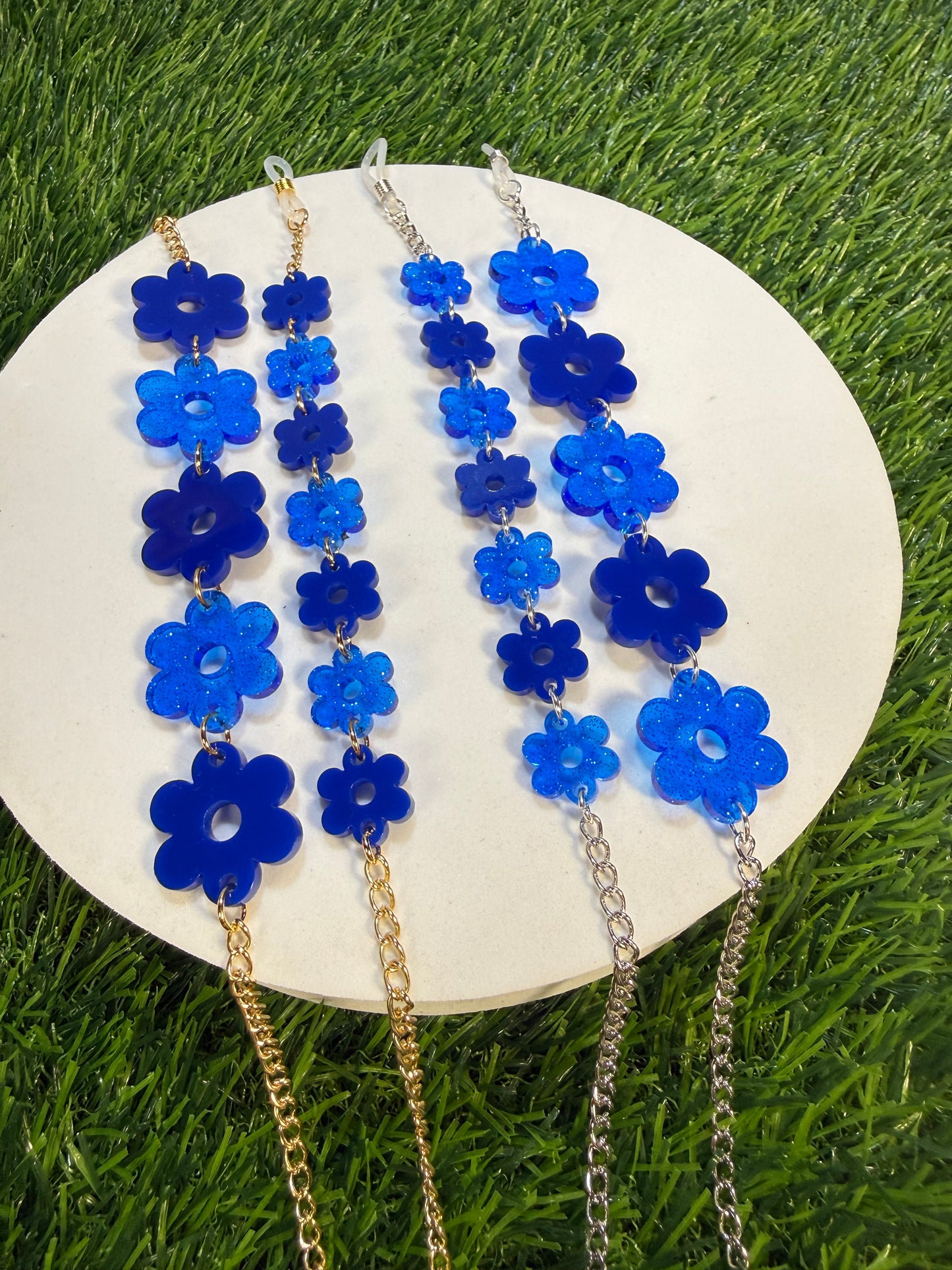 Dark Blue Flower Sunglasses Chain