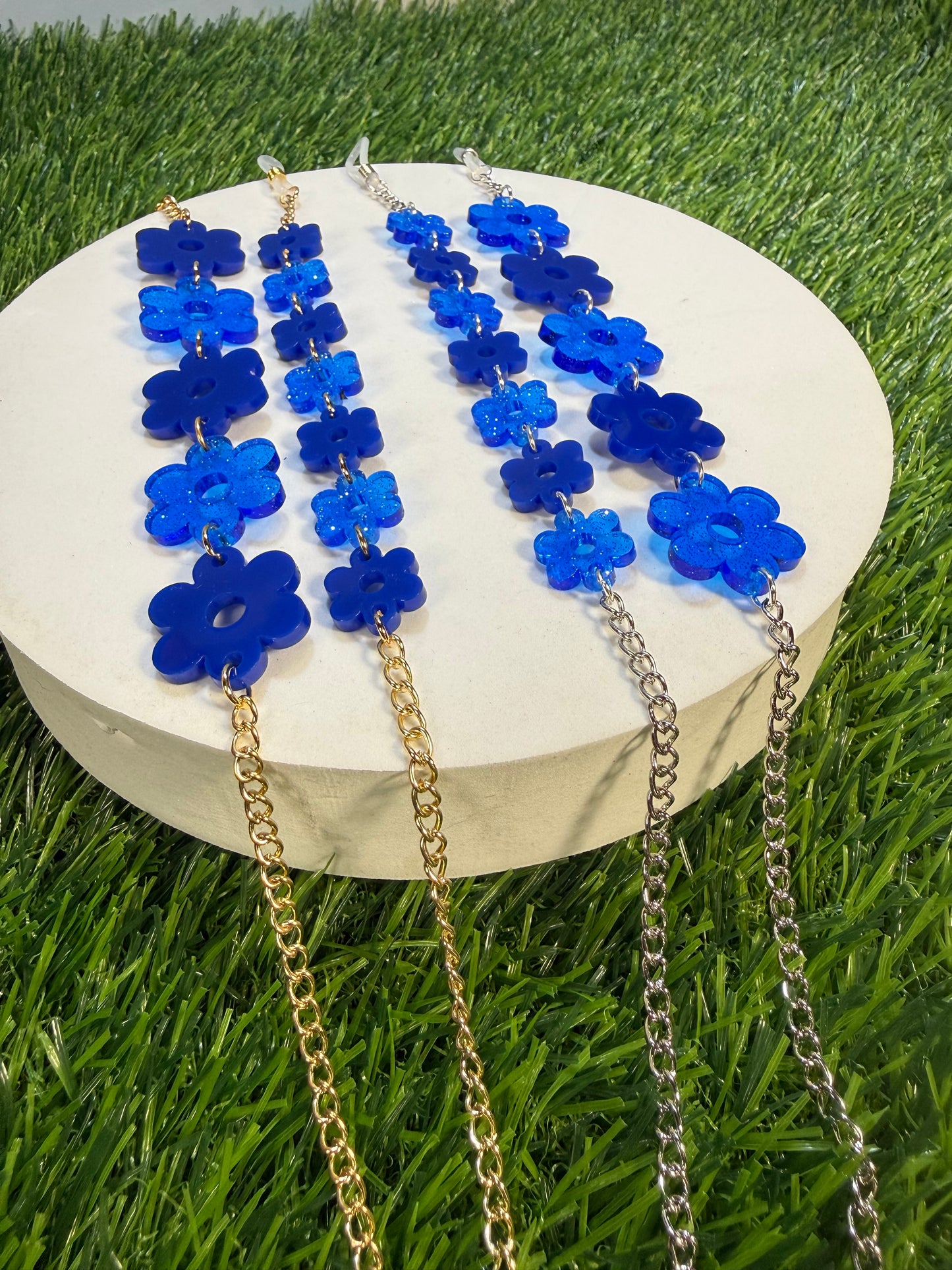 Dark Blue Flower Sunglasses Chain