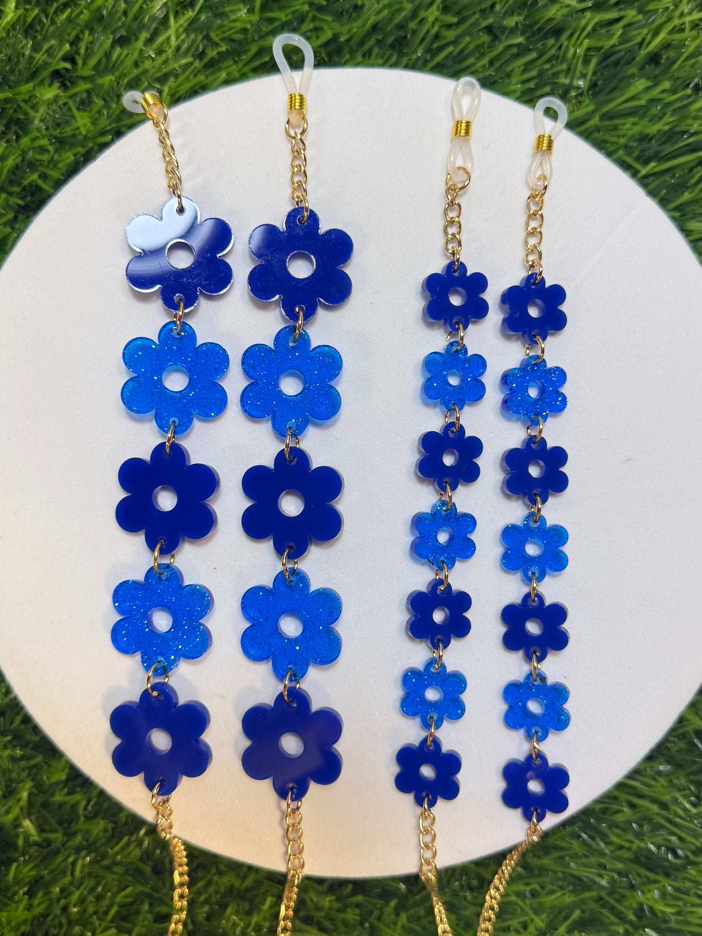 Dark Blue Flower Sunglasses Chain
