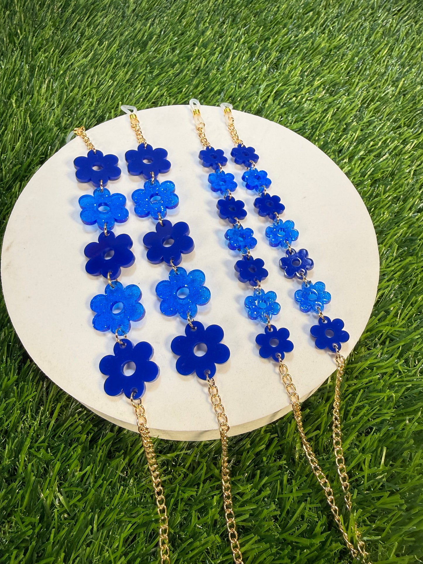 Dark Blue Flower Sunglasses Chain