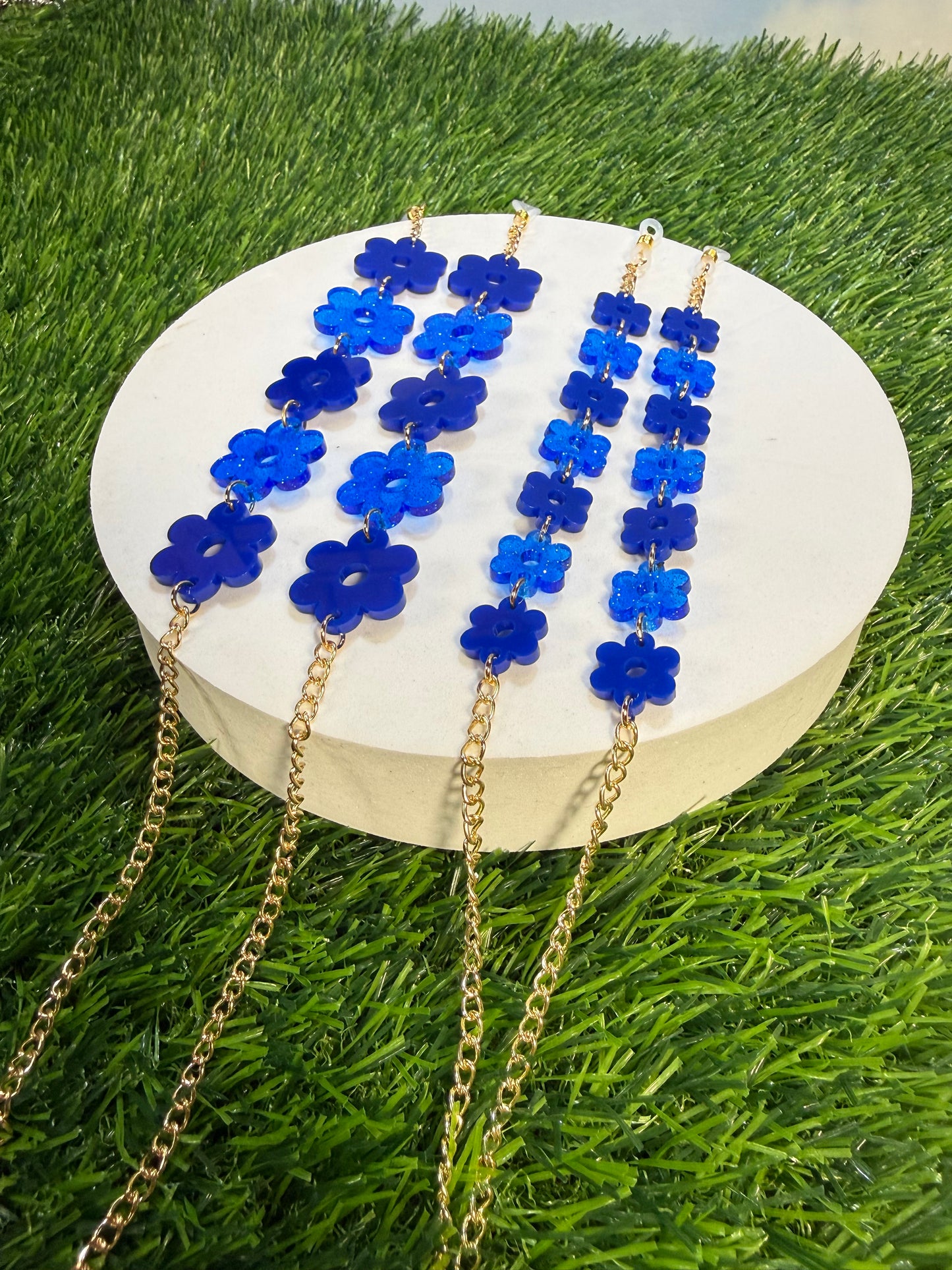 Dark Blue Flower Sunglasses Chain