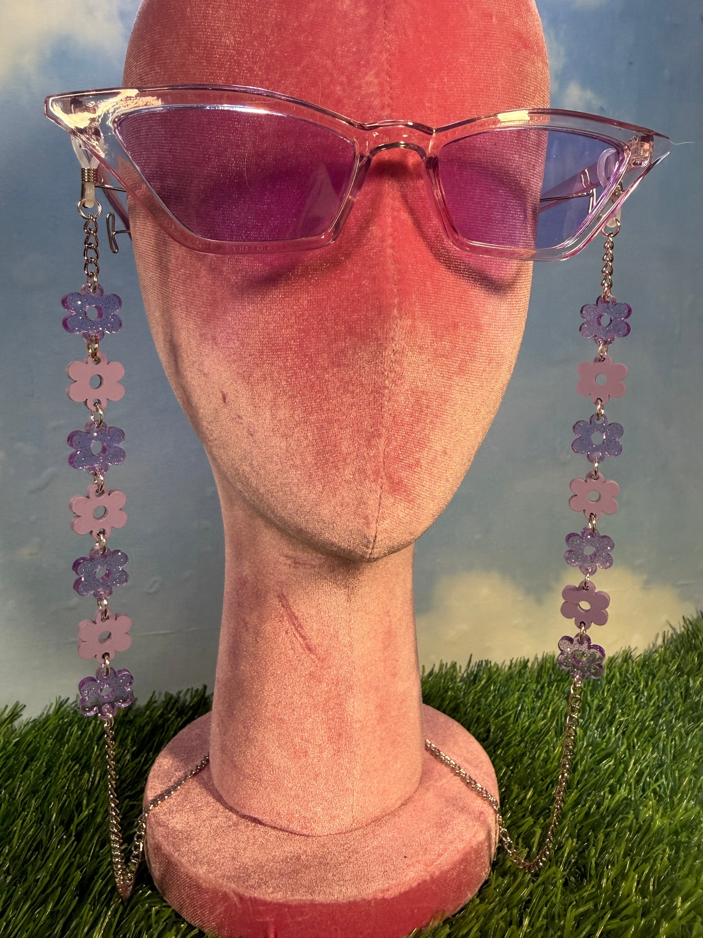 Purple Flower Sunglasses Chain