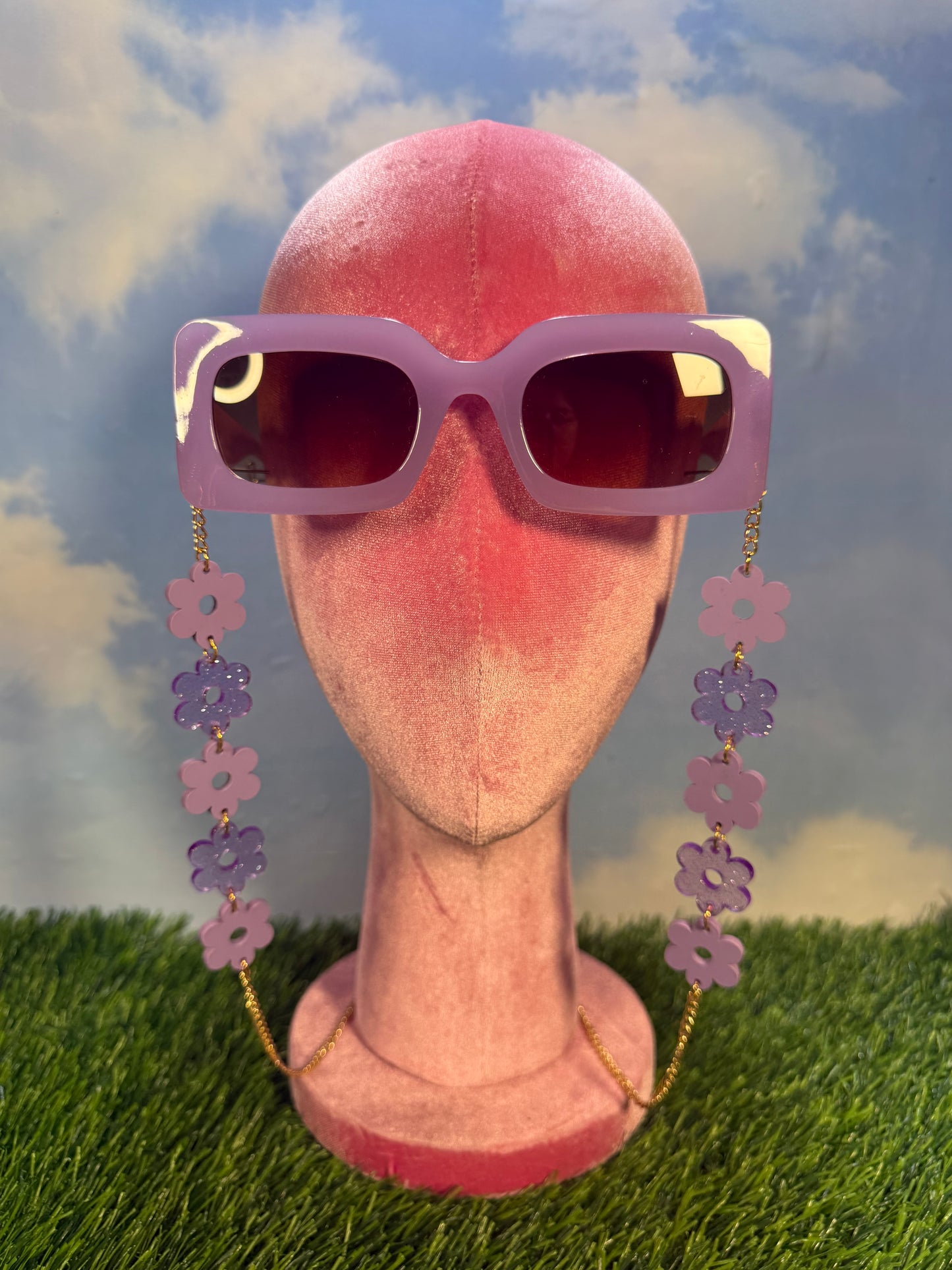 Purple Flower Sunglasses Chain